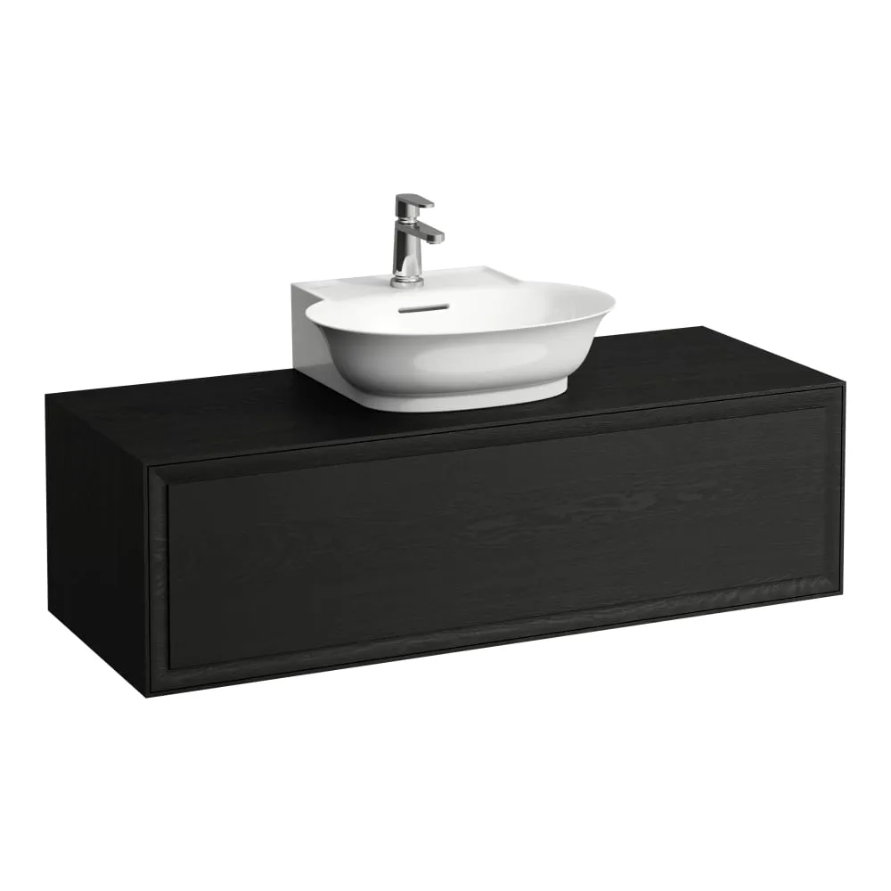 LAUFEN THE NEW CLASSIC Schubladenelement 1200, 1 Schublade, mit Ausschnitt Mitte, passend zu Aufsatzhandwaschbecken H816852 1175 x 455 x 345 mm #H4060230856281 - 628 - Geschwärzte Eiche