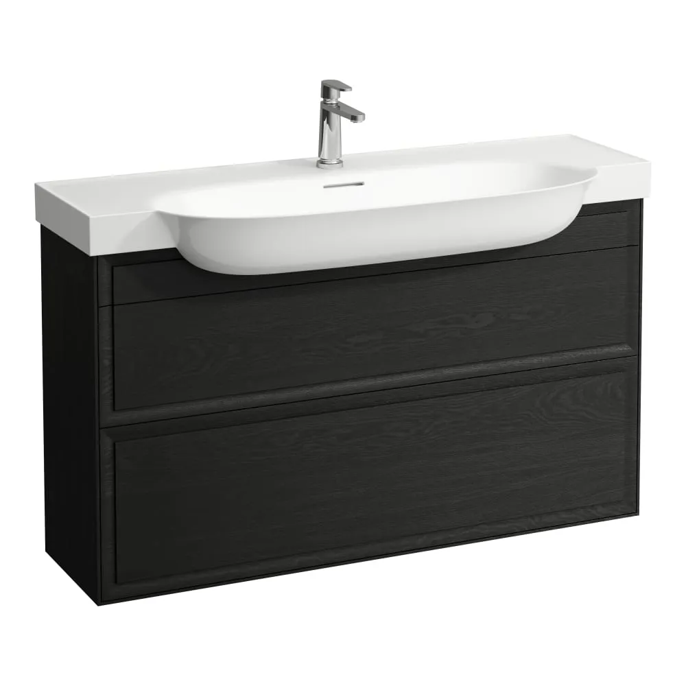 LAUFEN THE NEW CLASSIC Waschtischunterbau, 2 Schubladen, passend zu Möbelwaschtisch H813858 1175 x 315 x 675 mm #H4060520856281 - 628 - Geschwärzte Eiche