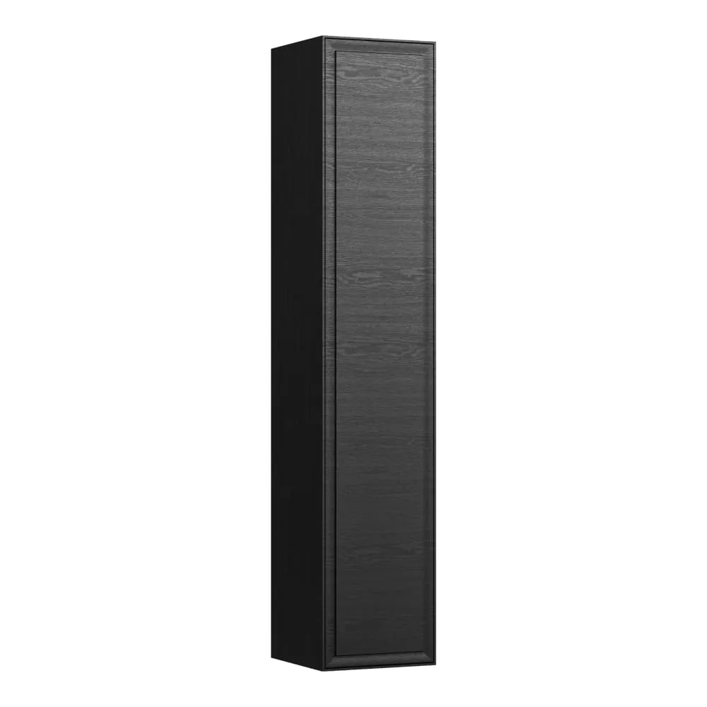 LAUFEN THE NEW CLASSIC Hochschrank, 1 Tür, Scharnier rechts, mit 1 Holzfachboden und 4 Glasablagen 320 x 320 x 1600 mm #H4060620856281 - 628 - Geschwärzte Eiche