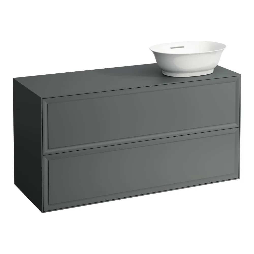 LAUFEN THE NEW CLASSIC Schubladenelement 1200, 2 Schubladen, Ausschnitt rechts, passend zu Waschtisch-Schalen H812850, H812851, H812852, H812853 1175 x 455 x 600 mm #H4060840856271 - 627 - Verkehrsgrau