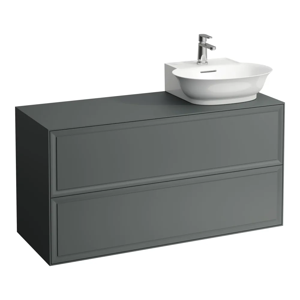 LAUFEN THE NEW CLASSIC Schubladenelement, 2 Schubladen, Ausschnitt rechts, passend zu Aufsatzhandwaschbecken H816852 1175 x 455 x 600 mm #H4060880856271 - 627 - Verkehrsgrau