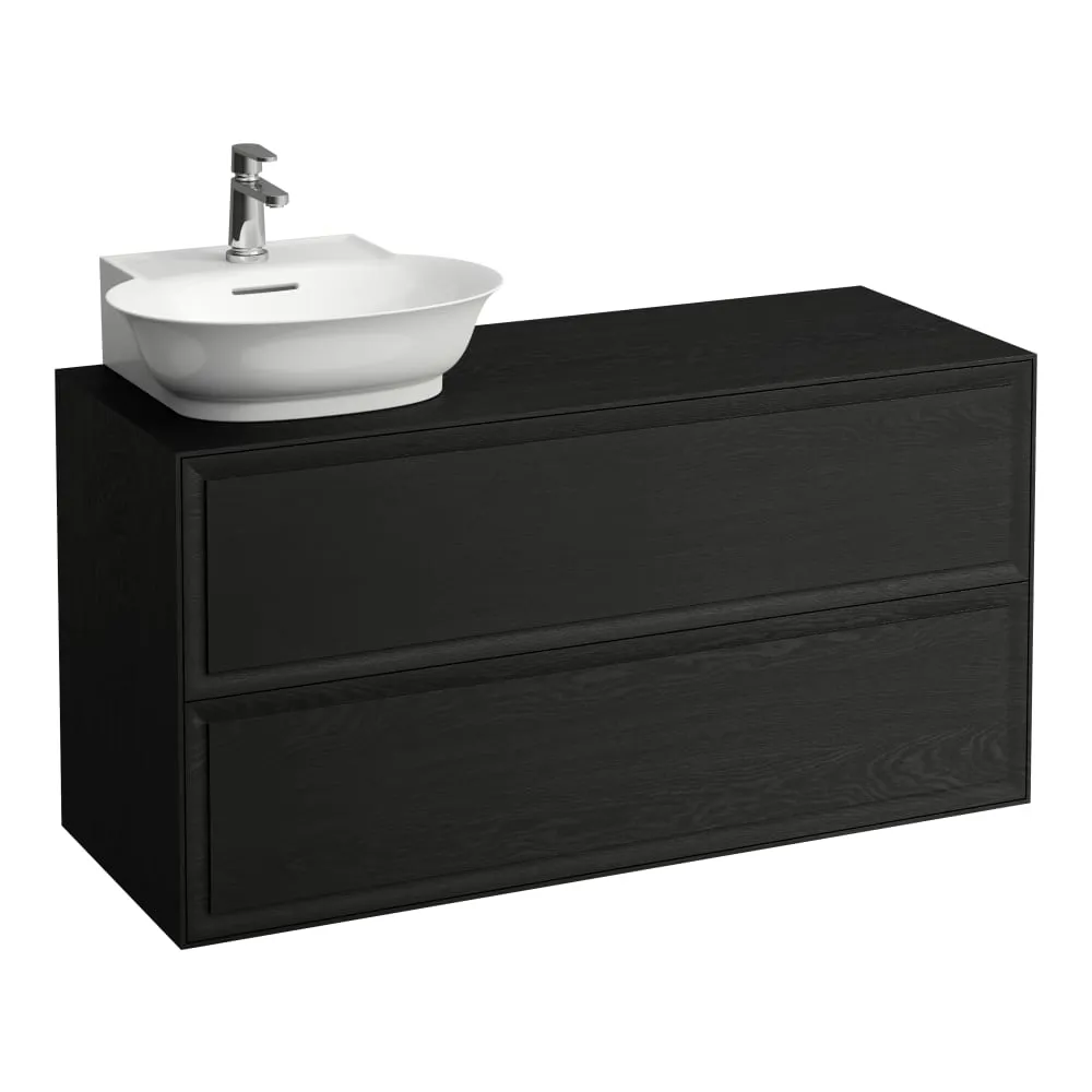 LAUFEN THE NEW CLASSIC Schubladenelement 1200, 2 Schubladen, Ausschnitt links, passend zu Aufsatzhandwaschbecken H816852 1175 x 455 x 600 mm #H4060870856281 - 628 - Geschwärzte Eiche