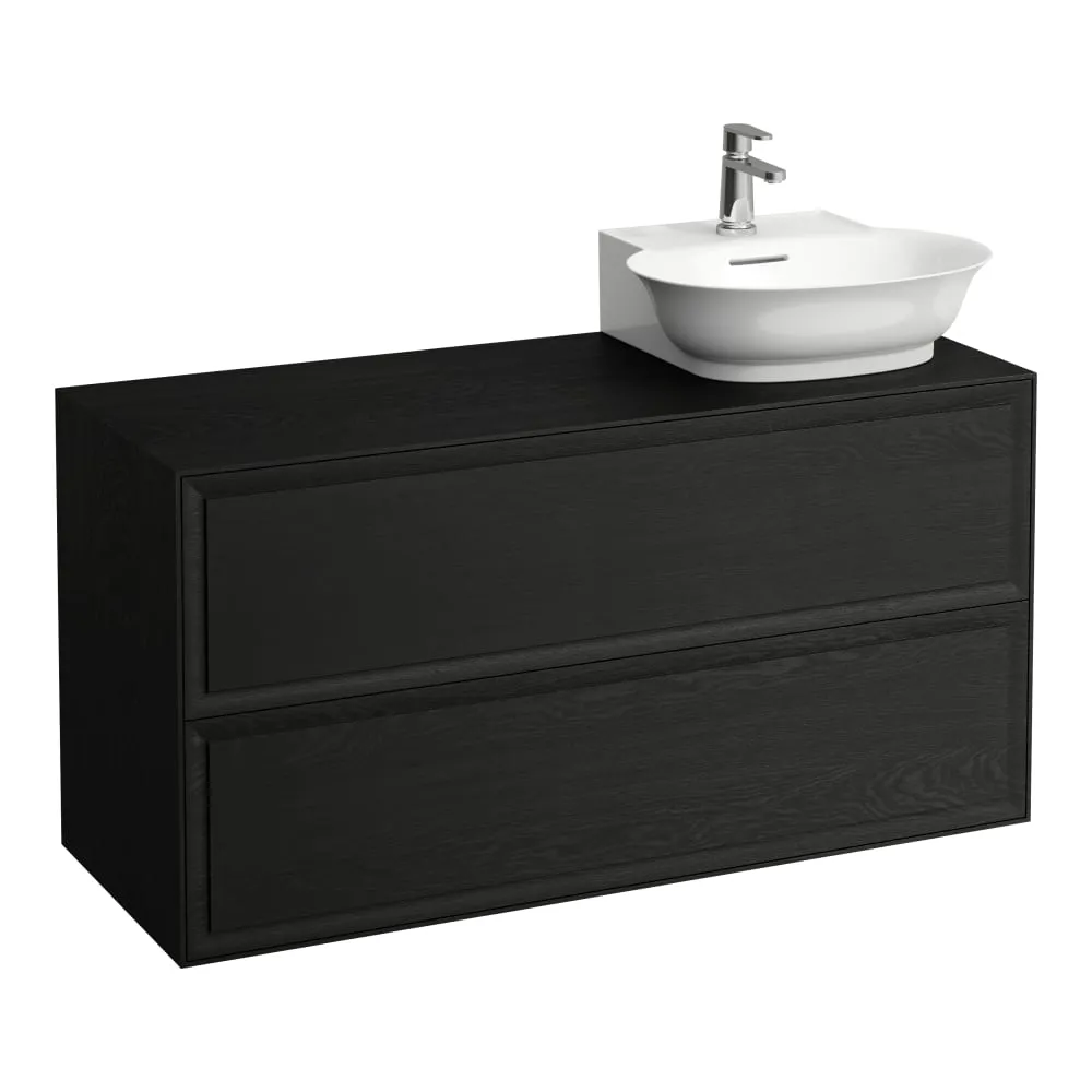 LAUFEN THE NEW CLASSIC Schubladenelement, 2 Schubladen, Ausschnitt rechts, passend zu Aufsatzhandwaschbecken H816852 1175 x 455 x 600 mm #H4060880856281 - 628 - Geschwärzte Eiche