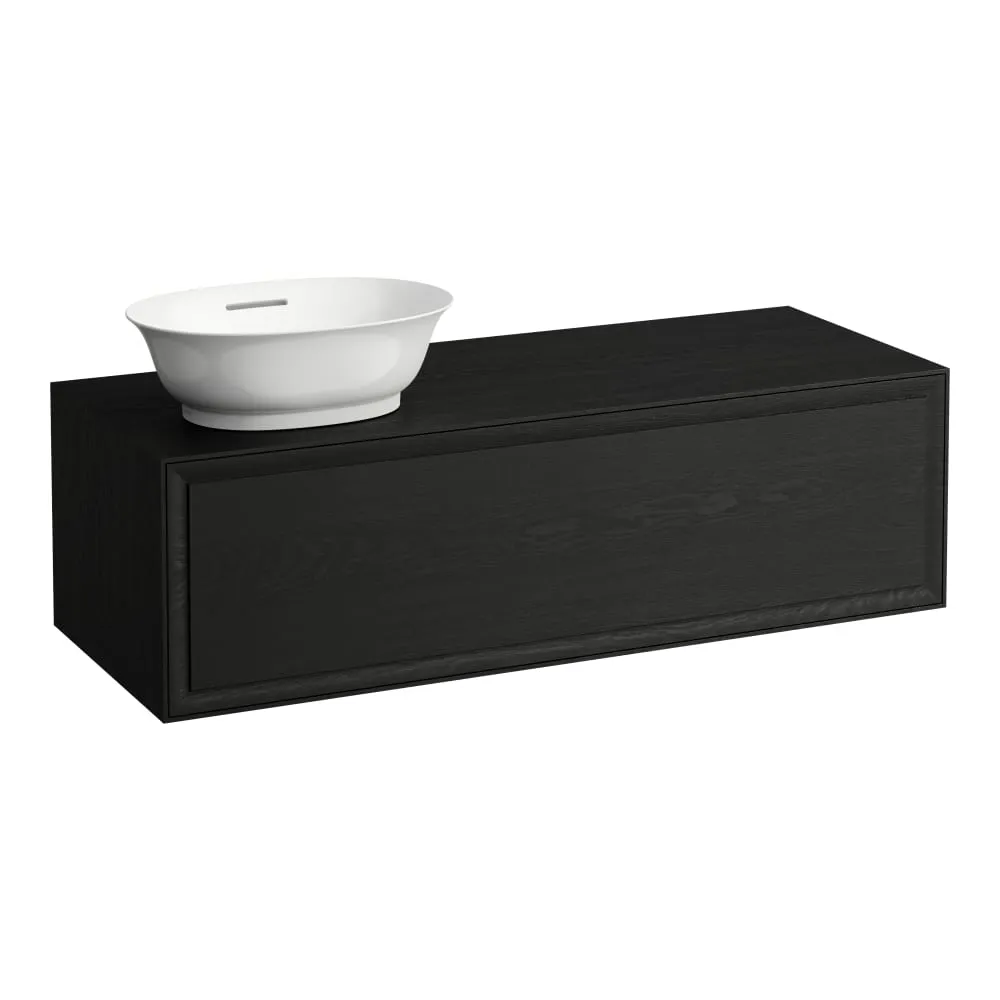 LAUFEN THE NEW CLASSIC Schubladenelement 1200, 1 Schublade, Ausschnitt links, passend zu Waschtisch-Schalen H812850, H812851, H812852, H812853 1175 x 455 x 345 mm #H4060810856281 - 628 - Geschwärzte Eiche