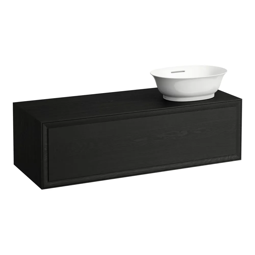 LAUFEN THE NEW CLASSIC Schubladenelement 1200, 1 Schublade, Ausschnitt rechts, passend zu Waschtisch-Schalen H812850, H812851, H812852, H812853 1175 x 455 x 345 mm #H4060820856281 - 628 - Geschwärzte Eiche