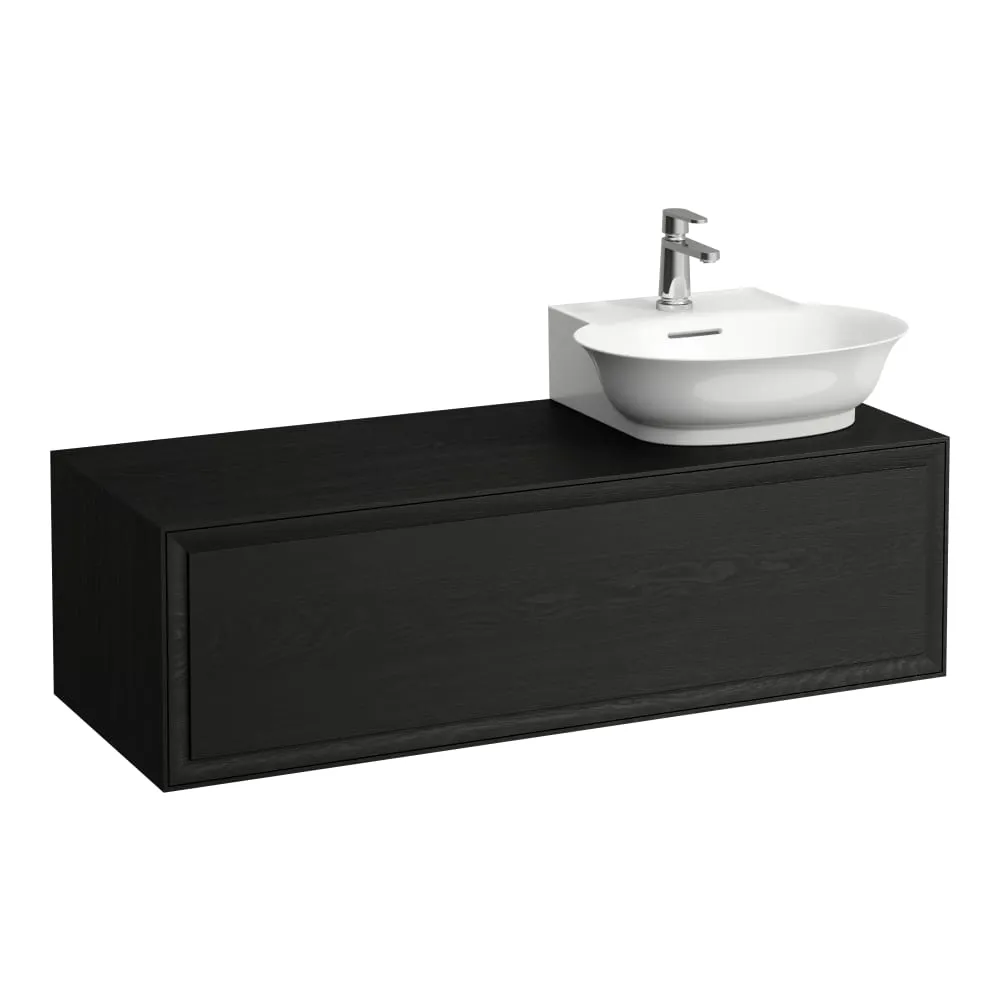 LAUFEN THE NEW CLASSIC Schubladenelement 1200, 1 Schublade, Ausschnitt rechts, passend zu Aufsatzhandwaschbecken H816852 1175 x 455 x 345 mm #H4060860856281 - 628 - Geschwärzte Eiche