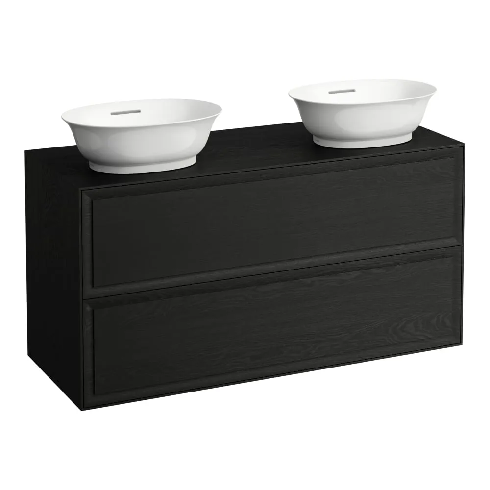LAUFEN THE NEW CLASSIC Schubladenelement 1200, 2 Schubladen, passend zu Waschtisch-Schalen H812850 und H812851 1175 x 455 x 600 mm #H4060890856281 - 628 - Geschwärzte Eiche