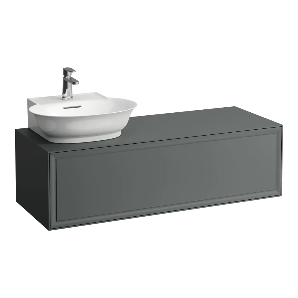 LAUFEN THE NEW CLASSIC Schubladenelement 1200, 1 Schublade, Ausschnitt links, passend zu Aufsatzhandwaschbecken H816852 1175 x 455 x 345 mm #H4060850856271 - 627 - Verkehrsgrau