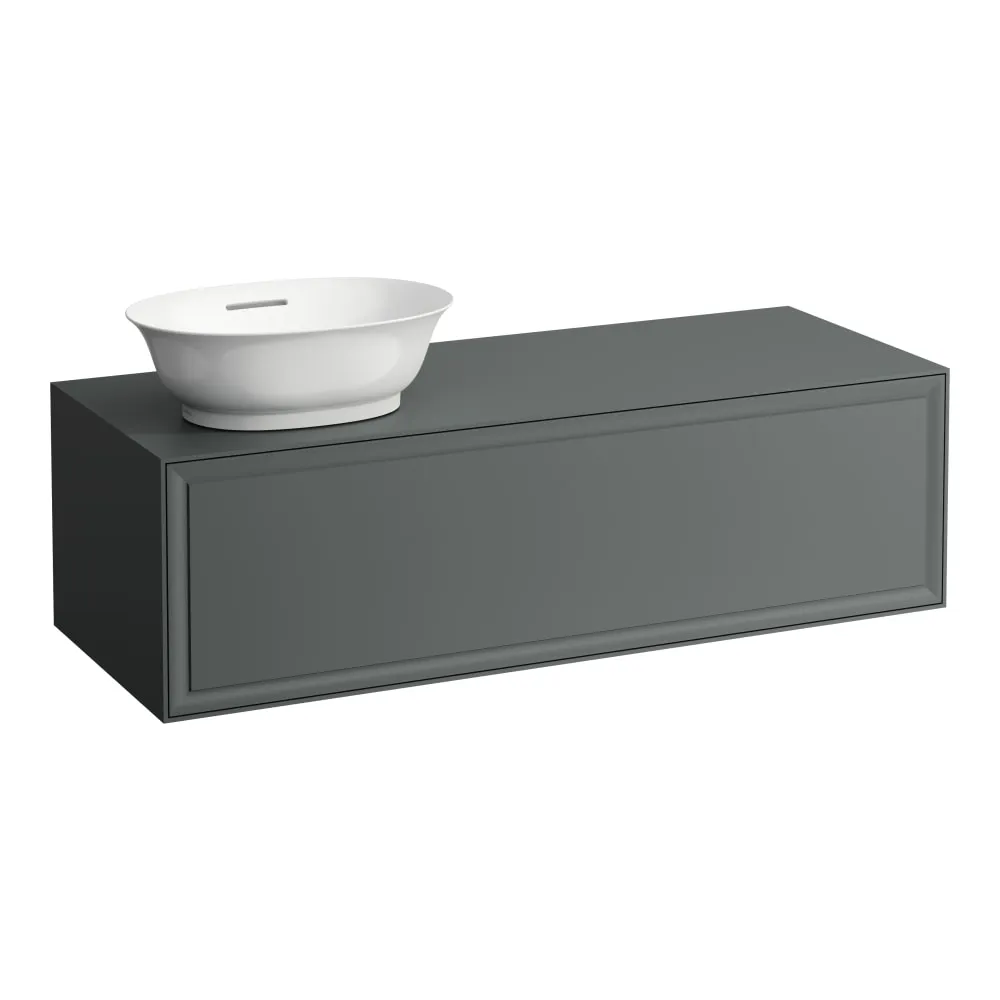 LAUFEN THE NEW CLASSIC Schubladenelement 1200, 1 Schublade, Ausschnitt links, passend zu Waschtisch-Schalen H812850, H812851, H812852, H812853 1175 x 455 x 345 mm #H4060810856271 - 627 - Verkehrsgrau