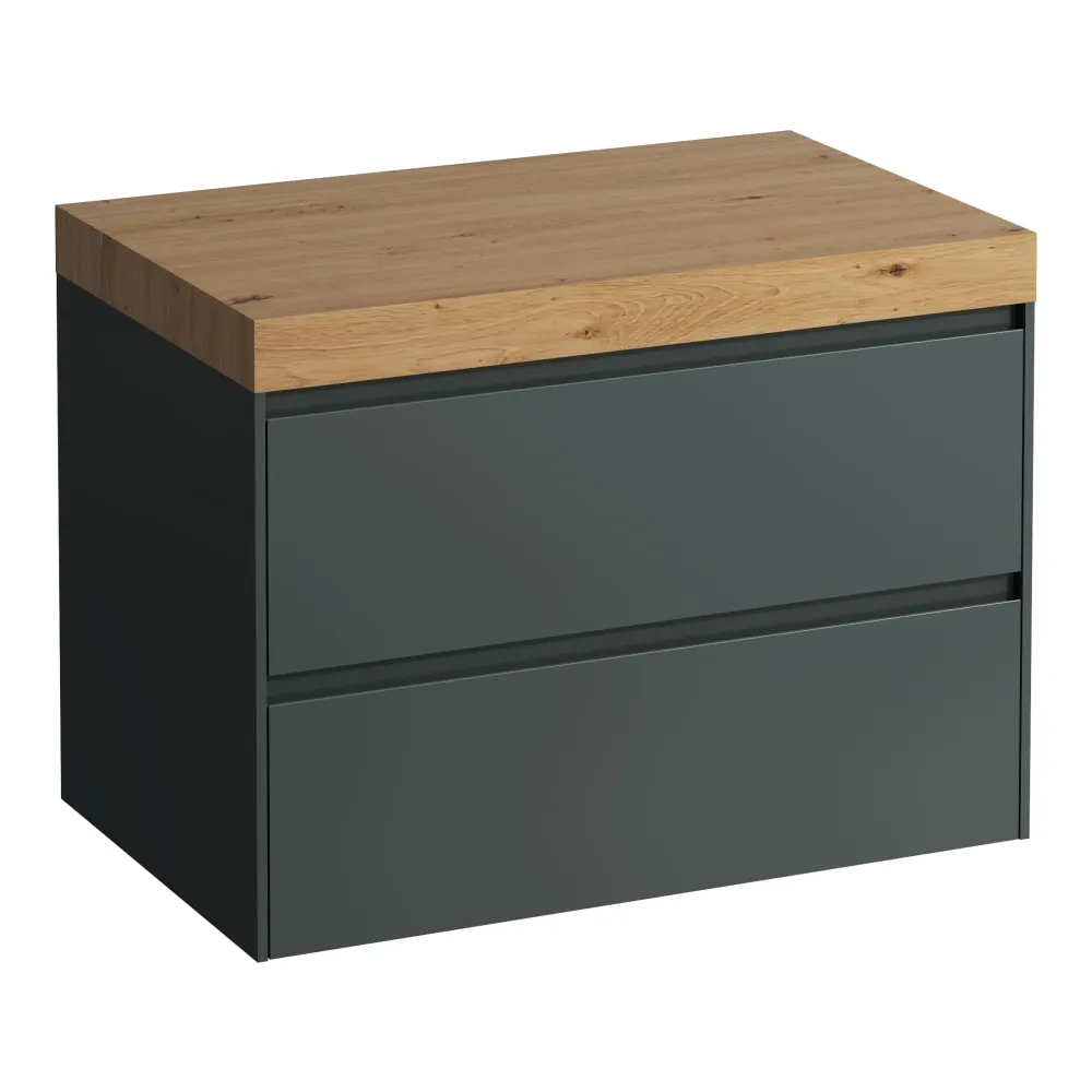 LAUFEN LANI Modular 800, Waschtischplatte 65 mm (.267 Wildeiche), ohne Ausschnitt, 2 Schubladen 785 x 495 x 580 mm #H4065501122661 - 266 - Verkehrsgrau