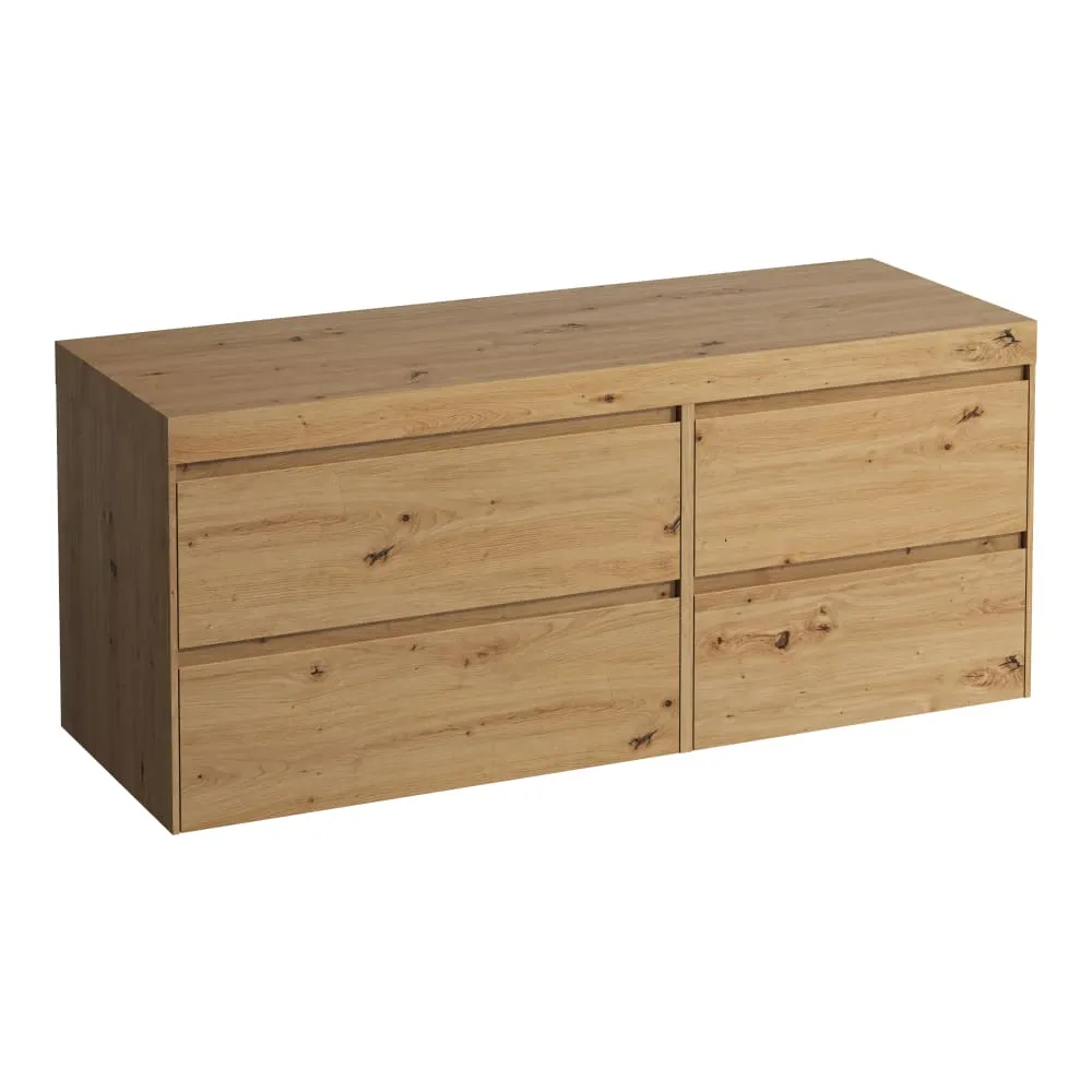 LAUFEN LANI Modular 1400, Waschtischplatte 65 mm (.267 Wildeiche), ohne Ausschnitt, 4 Schubladen: Element 800 links + Element 600 rechts 1370 x 495 x 580 mm #H4065801122671 - 267 - Wildeiche