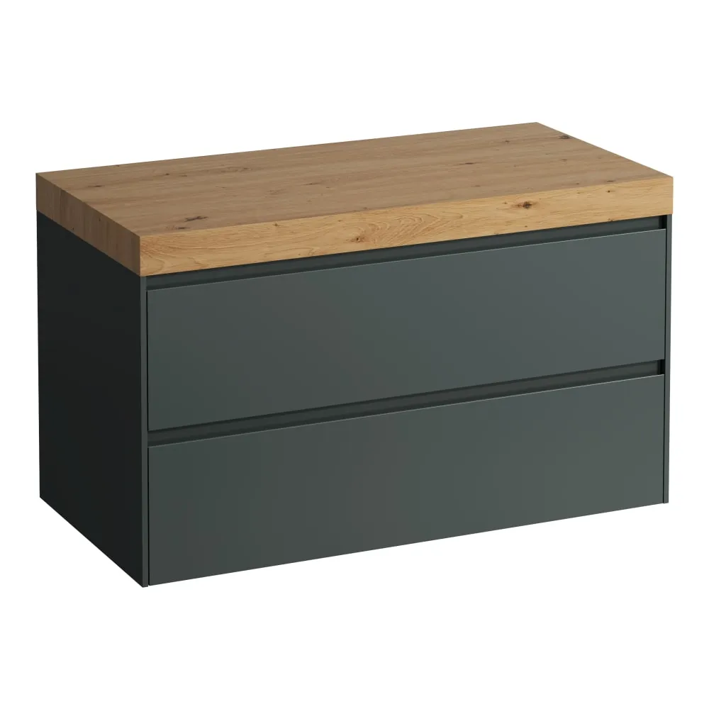 LAUFEN LANI Modular 1000, Waschtischplatte 65 mm (.267 Wildeiche), ohne Ausschnitt, 2 Schubladen 985 x 495 x 580 mm #H4065601122661 - 266 - Verkehrsgrau