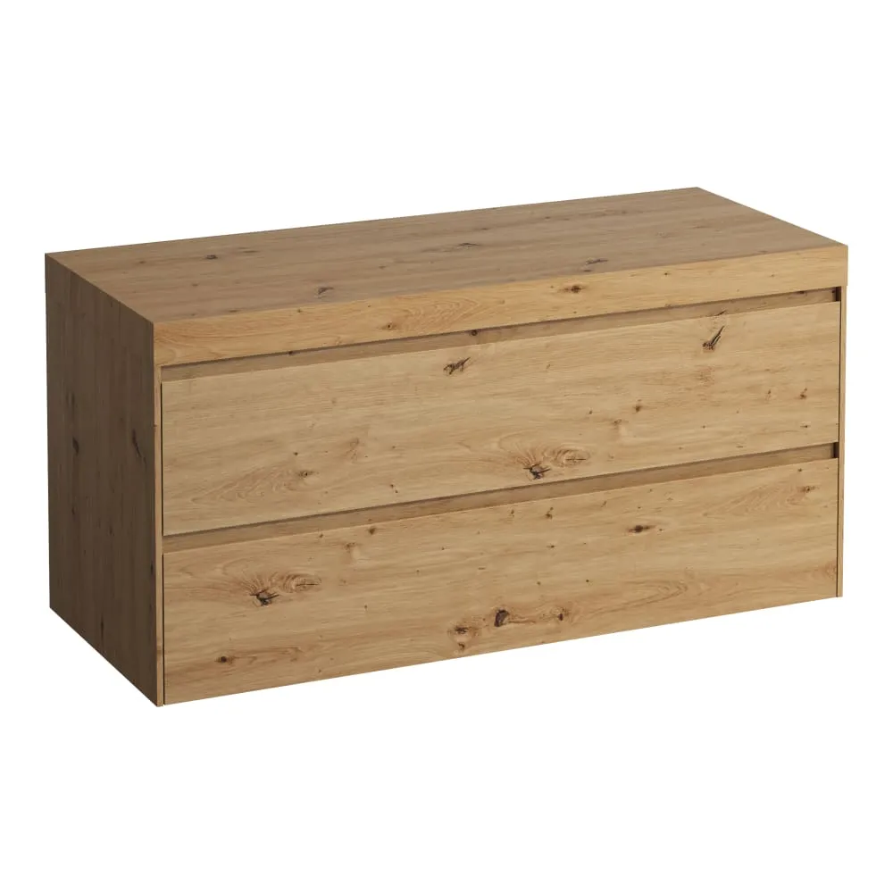 LAUFEN LANI Modular 1200, Waschtischplatte 65 mm (.267 Wildeiche), ohne Ausschnitt, 2 Schubladen 1185 x 495 x 580 mm #H4065701122671 - 267 - Wildeiche