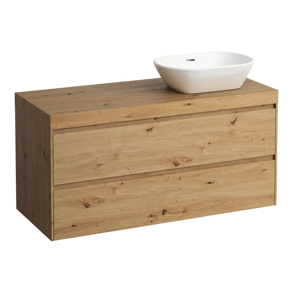 LAUFEN LANI Modular 1200, Waschtischplatte 65 mm (.267 Wildeiche), Ausschnitt rechts, 2 Schubladen 1185 x 495 x 580 mm #H4065731122671 - 267 - Wildeiche