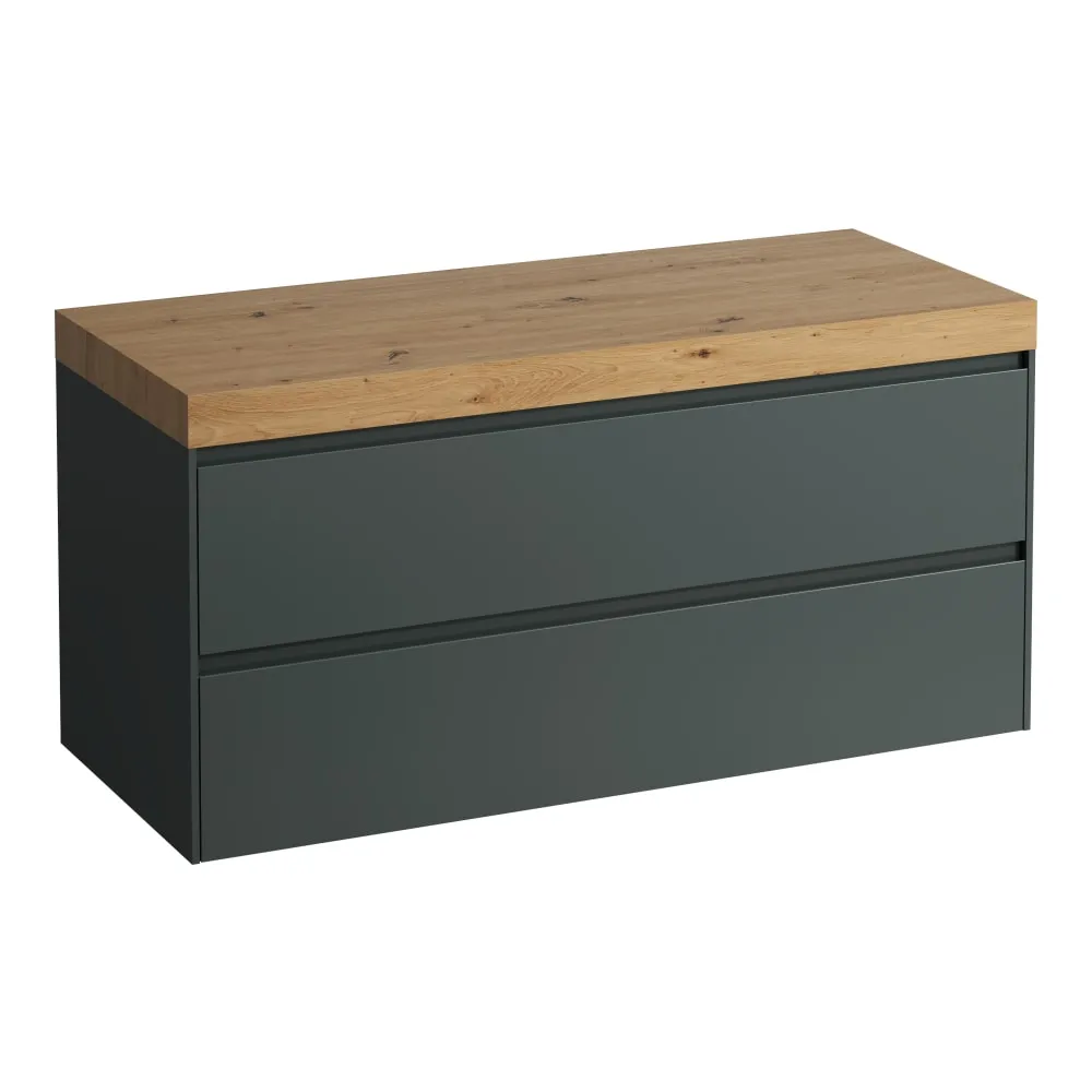 LAUFEN LANI Modular 1200, Waschtischplatte 65 mm (.267 Wildeiche), ohne Ausschnitt, 2 Schubladen 1185 x 495 x 580 mm #H4065701122661 - 266 - Verkehrsgrau