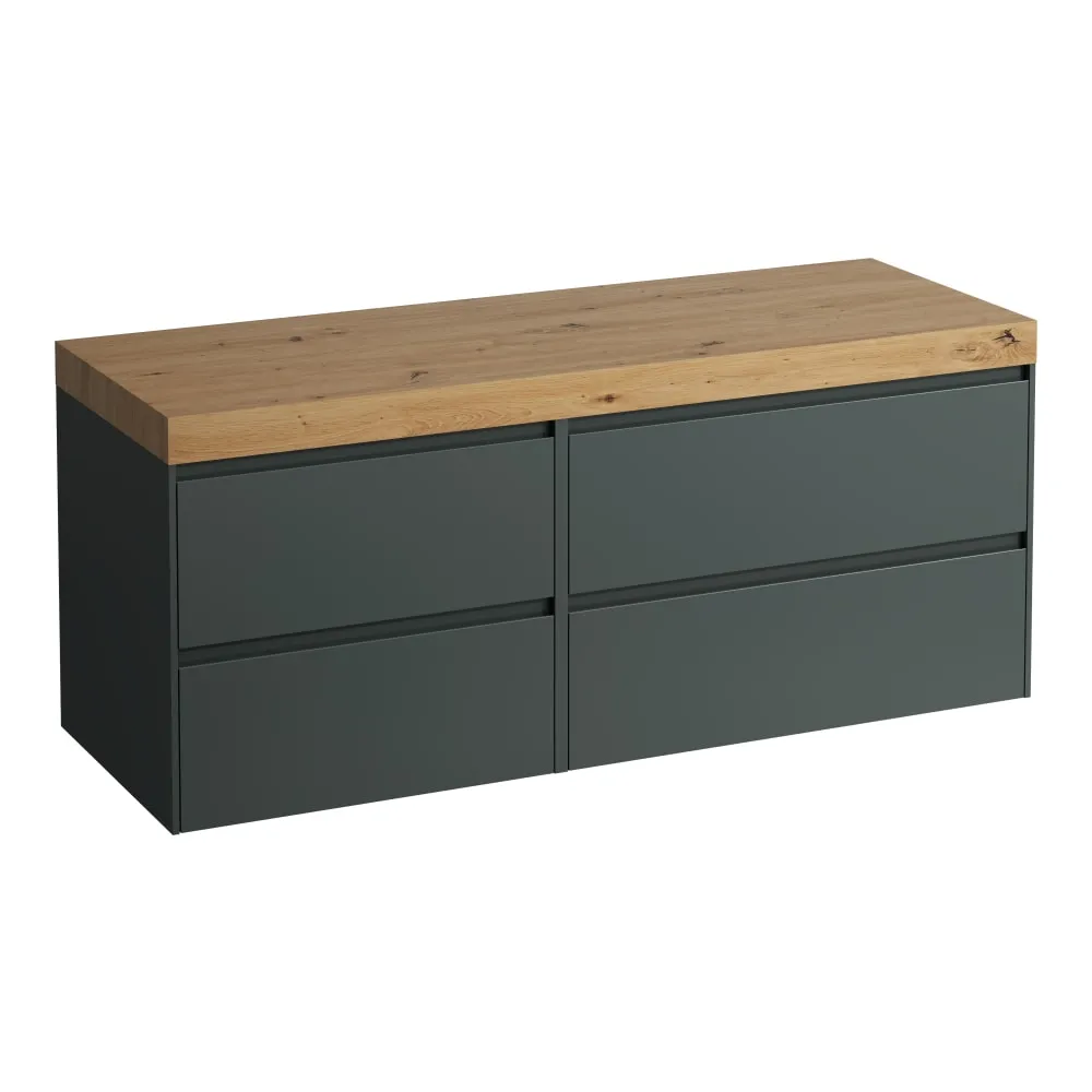 LAUFEN LANI Modular 1400, Waschtischplatte 65 mm (.267 Wildeiche), ohne Ausschnitt, 4 Schubladen: Element 800 rechts + Element 600 links 1370 x 495 x 580 mm #H4065811122661 - 266 - Verkehrsgrau