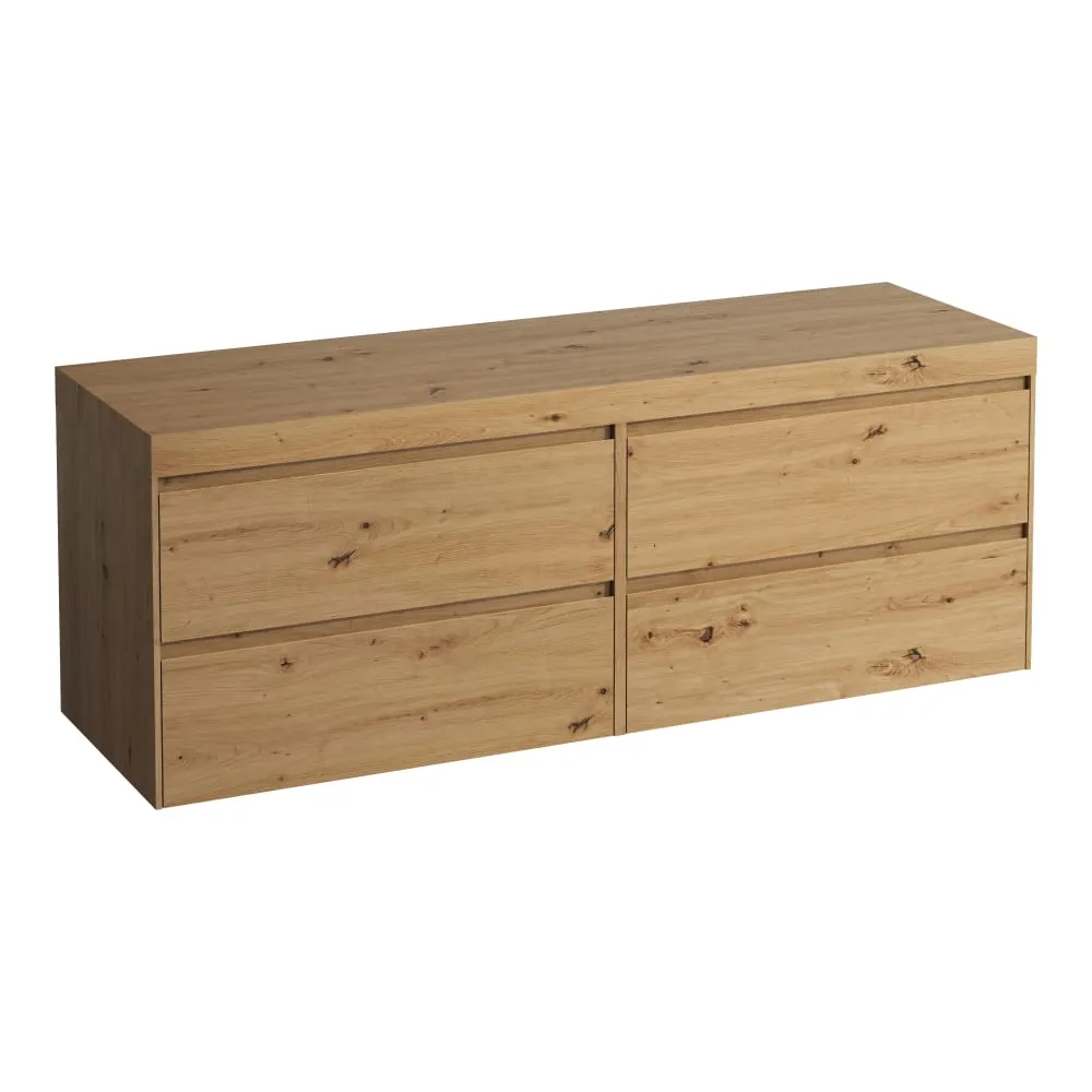 LAUFEN LANI Modular 1600, Waschtischplatte 65 mm (.267 Wildeiche), ohne Ausschnitt, 4 Schubladen: Element 800 + Element 800 1570 x 495 x 580 mm #H4065901122671 - 267 - Wildeiche