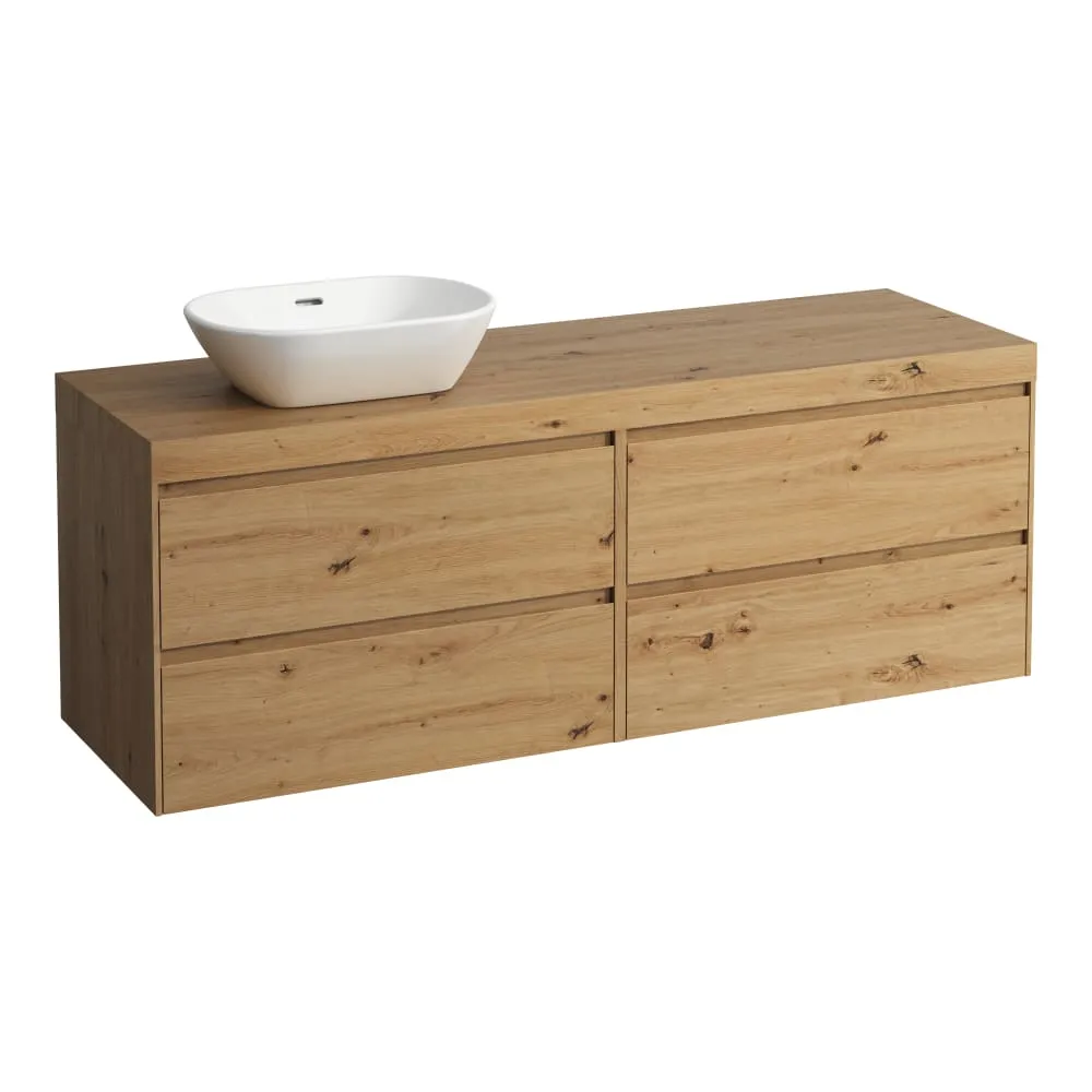 LAUFEN LANI Modular 1600, Waschtischplatte 65 mm (.267 Wildeiche), Ausschnitt links, 4 Schubladen: Element 800 rechts + Element 800 links 1570 x 495 x 580 mm #H4065921122671 - 267 - Wildeiche