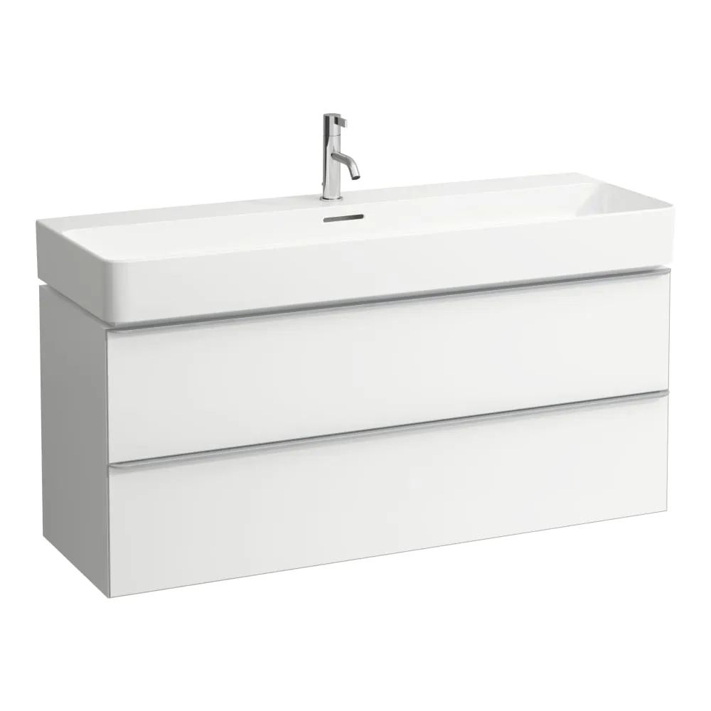 LAUFEN SPACE Waschtischunterbau, 2 Schubladen, passend zu Waschtisch VAL H810289 1185 x 410 x 520 mm #H4102221601001 - 100 - Weiß matt, mit Griff Aluminium