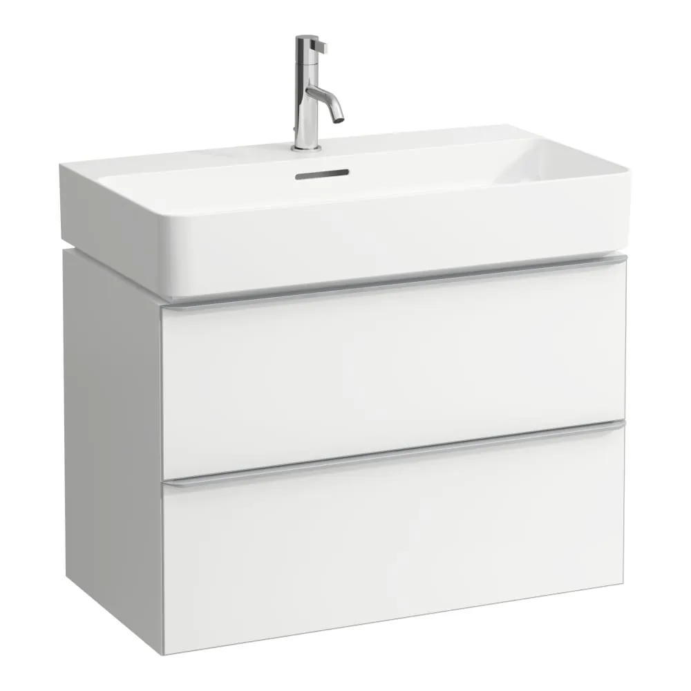 LAUFEN SPACE Waschtischunterbau, 2 Schubladen, passend zu Waschtisch VAL H810285 735 x 410 x 520 mm #H4101821601001 - 100 - Weiß matt, mit Griff Aluminium