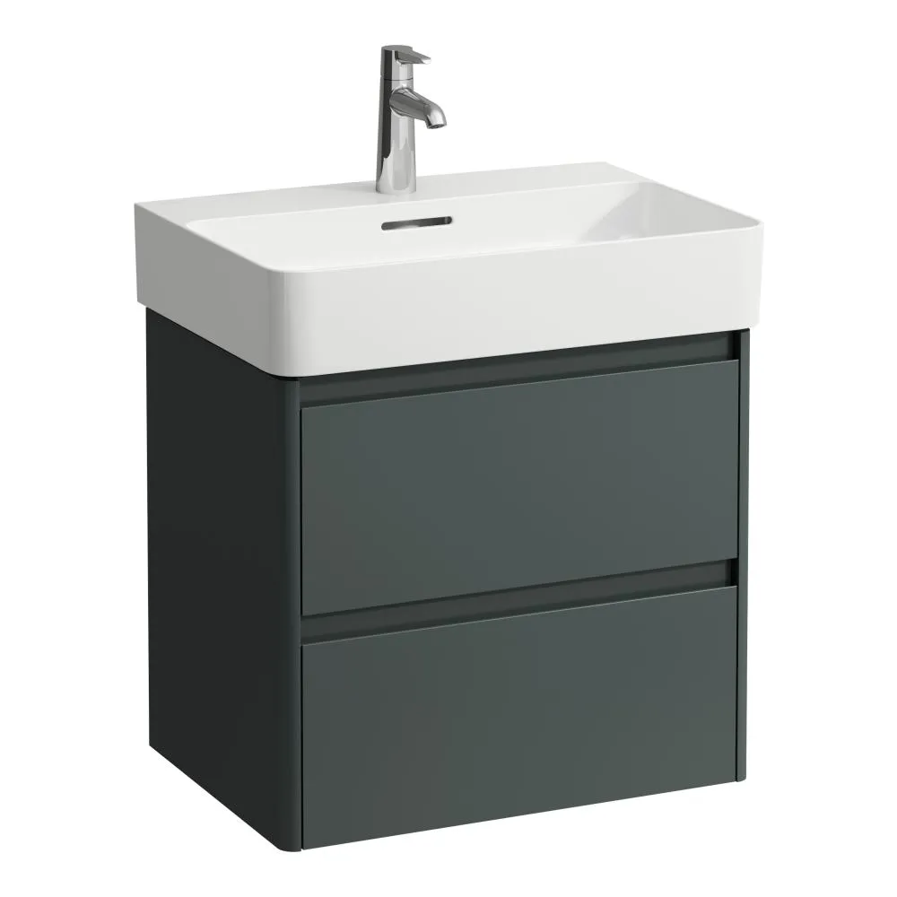 LAUFEN BASE 2.0 Waschtischunterbau 600, 2 Schubladen, passend zu VAL Waschtisch H810283 570 x 400 x 515 mm #H4113721082661 - 266 - Verkehrsgrau