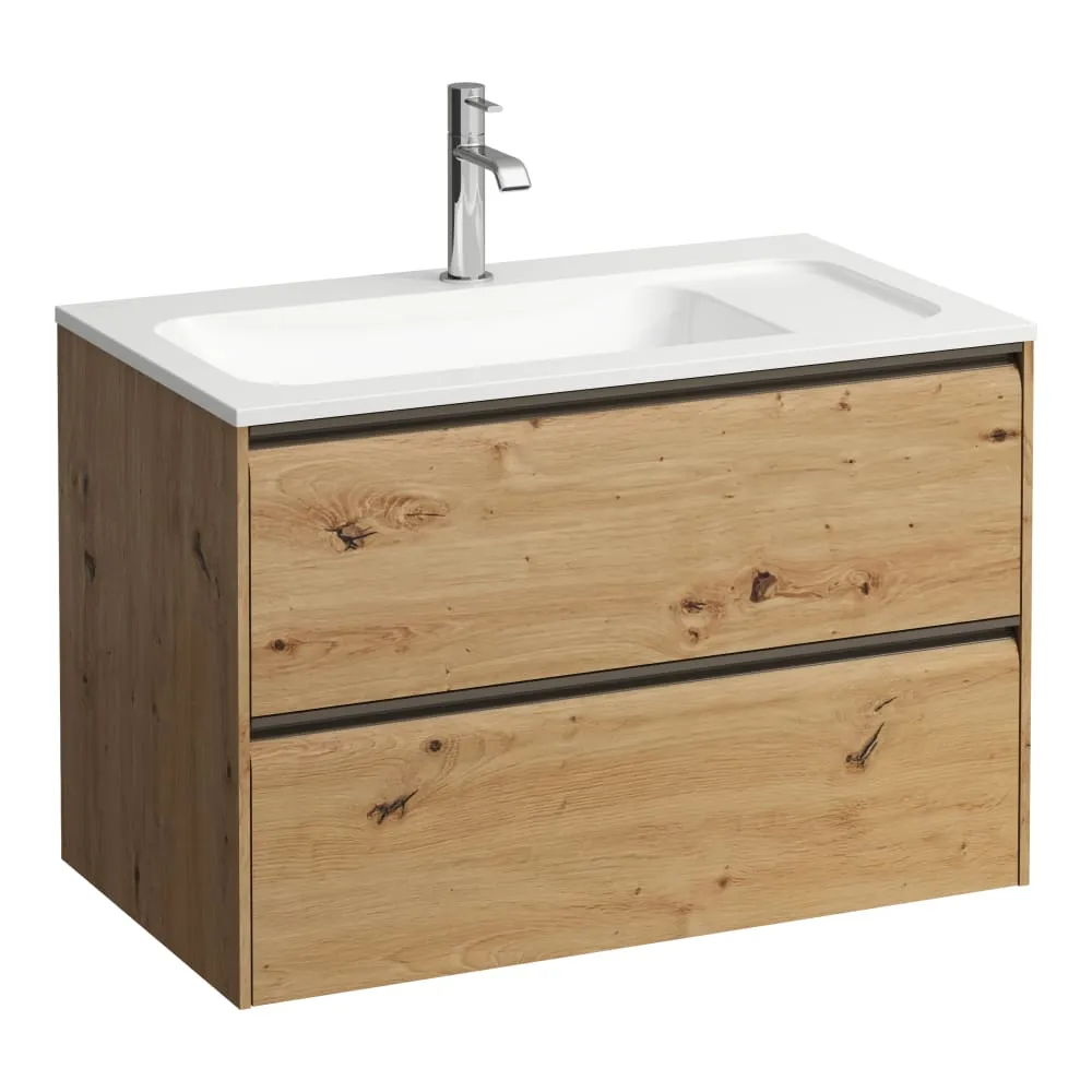 LAUFEN MEDA Waschtischunterbau 800, 2 Schubladen, passend zu Marbond Waschtisch H814117 770 x 440 x 505 mm #H4216820112671 - 267 - Wildeiche
