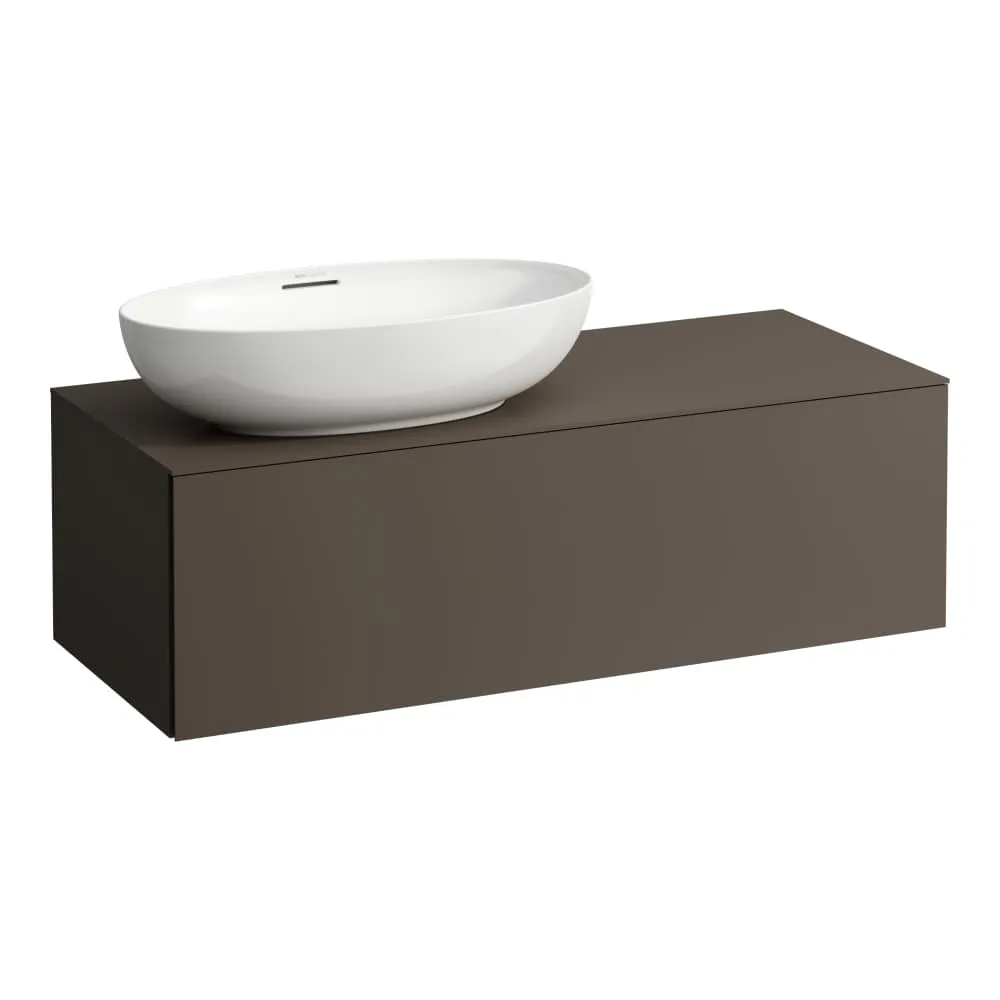 LAUFEN ILBAGNOALESSI Schubladenelement 1200, 1 Schublade, Ausschnitt links, passend zu Waschtisch H818975/6, H818977/8 1200 x 500 x 370 mm #H4303120974291 - 429 - Dunkelbraun