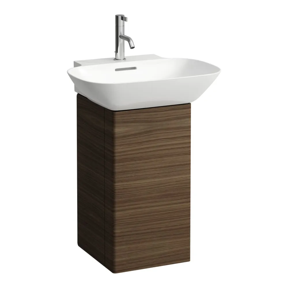 LAUFEN INO Waschtischunterbau, 1 Aluminium-Tür, Scharnier links, mit 2 Ablagen in der Tür, 1 Ablage im Korpus, passend zu Waschtisch H810302 320 x 340 x 605 mm #H4253510301711 - 171 - Nußbaum dunkel