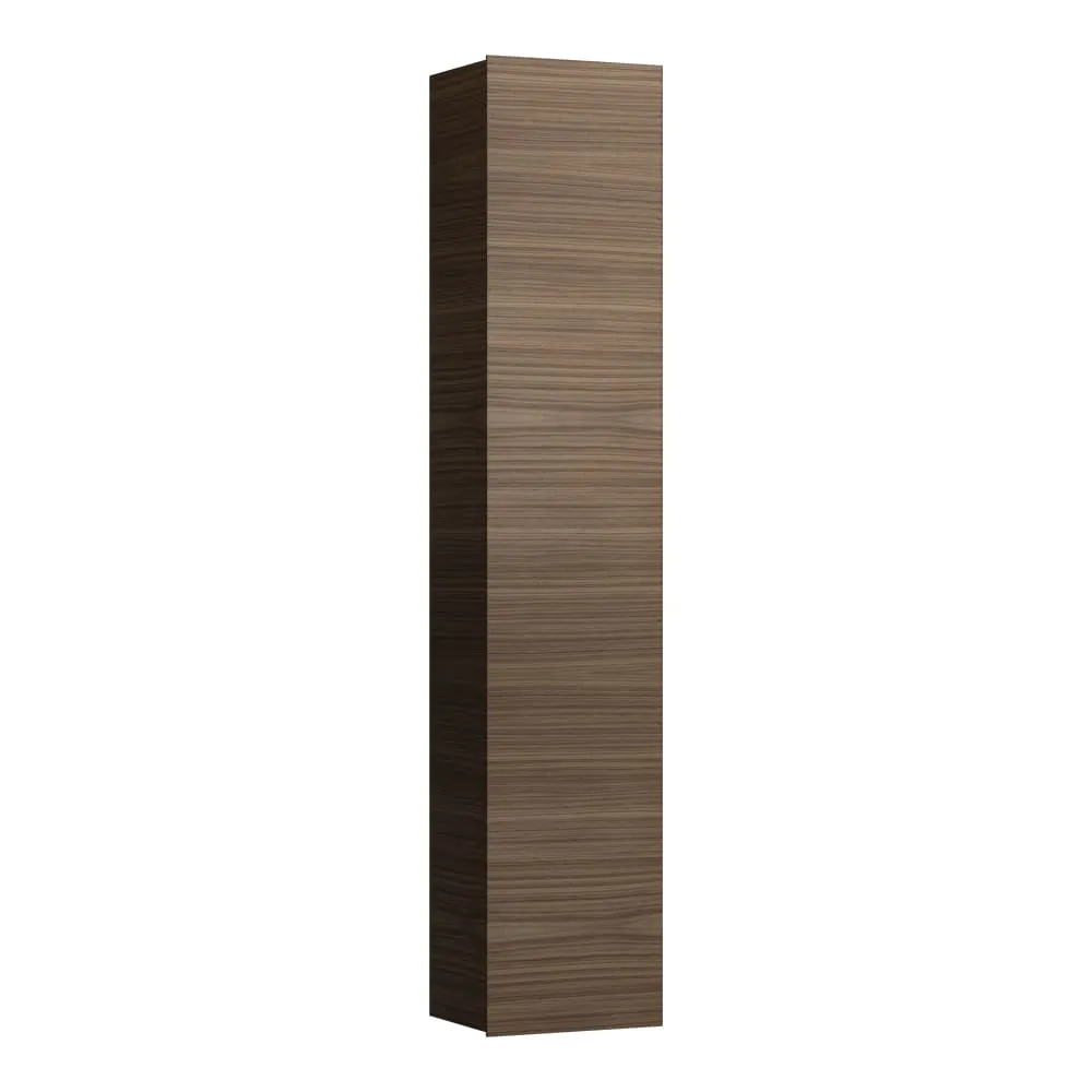 LAUFEN INO Hochschrank aus Aluminium, 1 Tür, Scharnier links, je 5 Ablagen im Korpus und in der Tür 360 x 305 x 1800 mm #H4254510301711 - 171 - Nußbaum dunkel