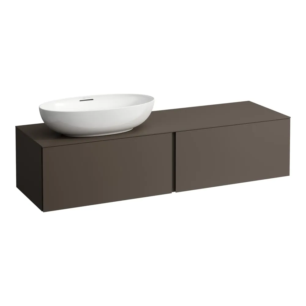 LAUFEN ILBAGNOALESSI Schubladenelement 1600, 2 Schubladen, Ausschnitt links, passend zu Waschtisch H818975/6, H818977/8 1600 x 500 x 370 mm #H4303520974291 - 429 - Dunkelbraun