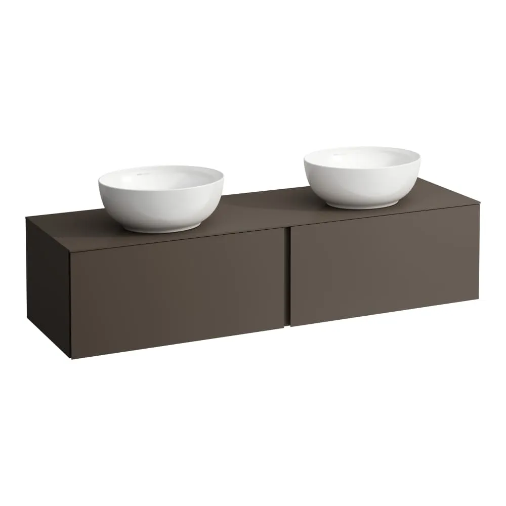 LAUFEN ILBAGNOALESSI Schubladenelement 1600, 2 Schubladen, Ausschnitt links und rechts, passend zu Waschtisch H818975/6, H818977/8 1600 x 500 x 370 mm #H4303540974291 - 429 - Dunkelbraun