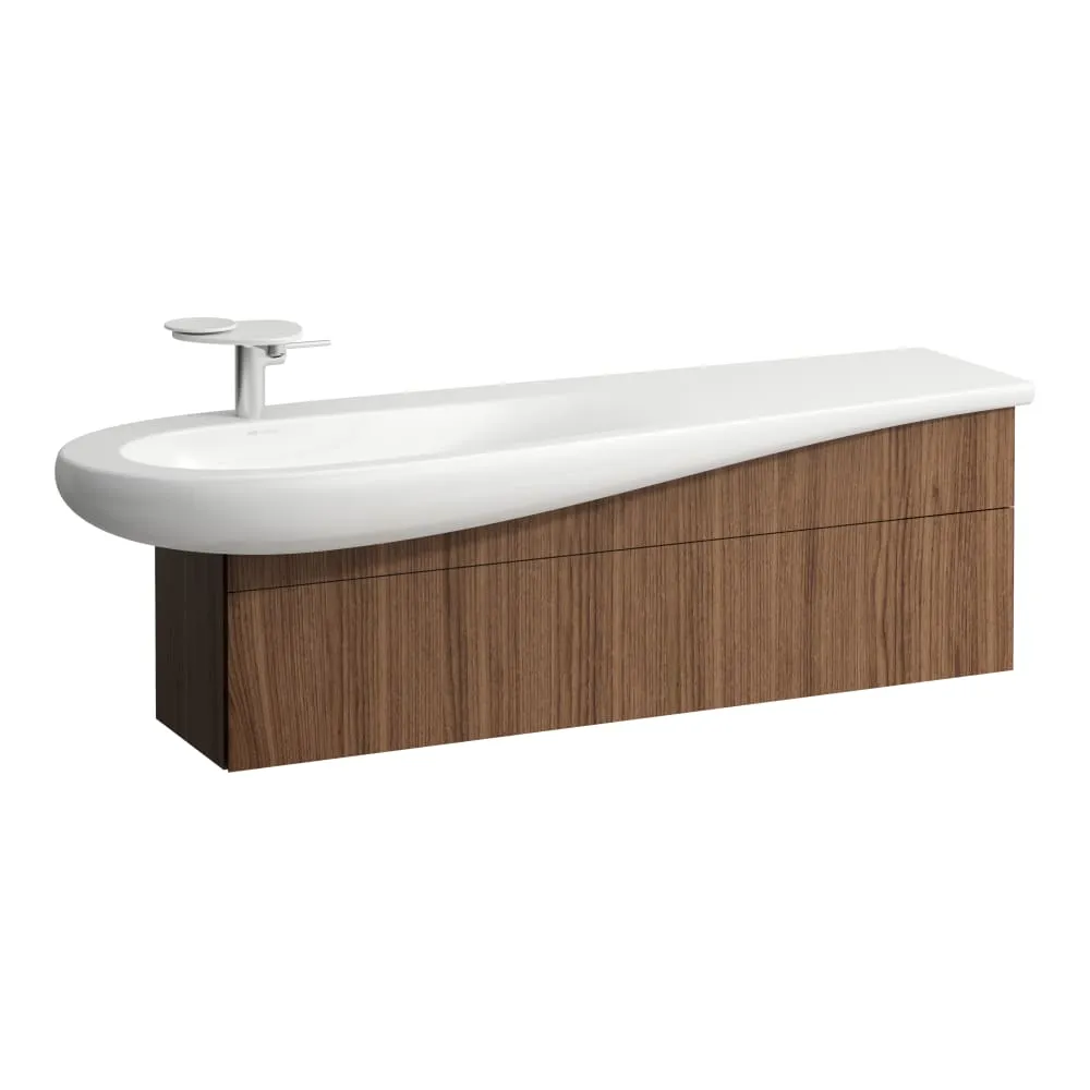 LAUFEN ILBAGNOALESSI Waschtischunterbau 1600, 1 Schublade, Siphonausschnitt links, passend zu Waschtisch H814971 1350 x 320 x 340 mm #H4304510976301 - 630 - Noce canaletto