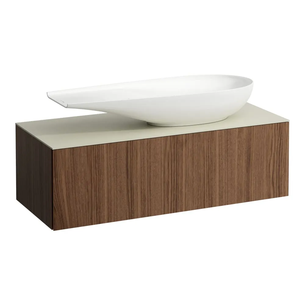 LAUFEN ILBAGNOALESSI Schubladenelement 1200, 1 Schublade, Ausschnitt rechts, Calce Avorio Top inkl. gebohrtes Hahnloch, passend zu Waschtisch H818974 1200 x 500 x 370 mm #H4313250976301 - 630 - Noce canaletto
