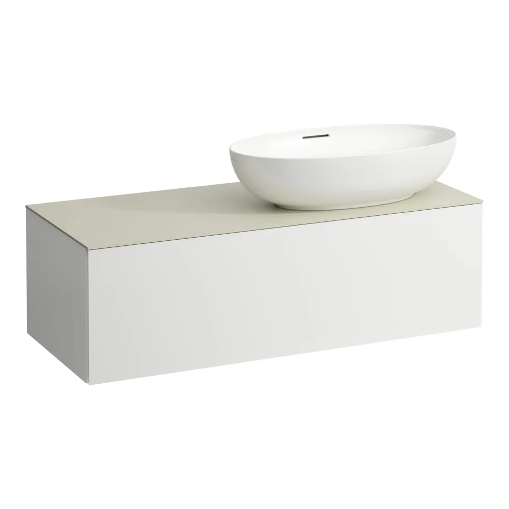 LAUFEN ILBAGNOALESSI Schubladenelement 1200, 1 Schublade, Ausschnitt rechts, Calce Avorio Top, passend zu Waschtisch H818975/6, H818977/8 1200 x 500 x 370 mm #H4313130972601 - 260 - Weiß matt