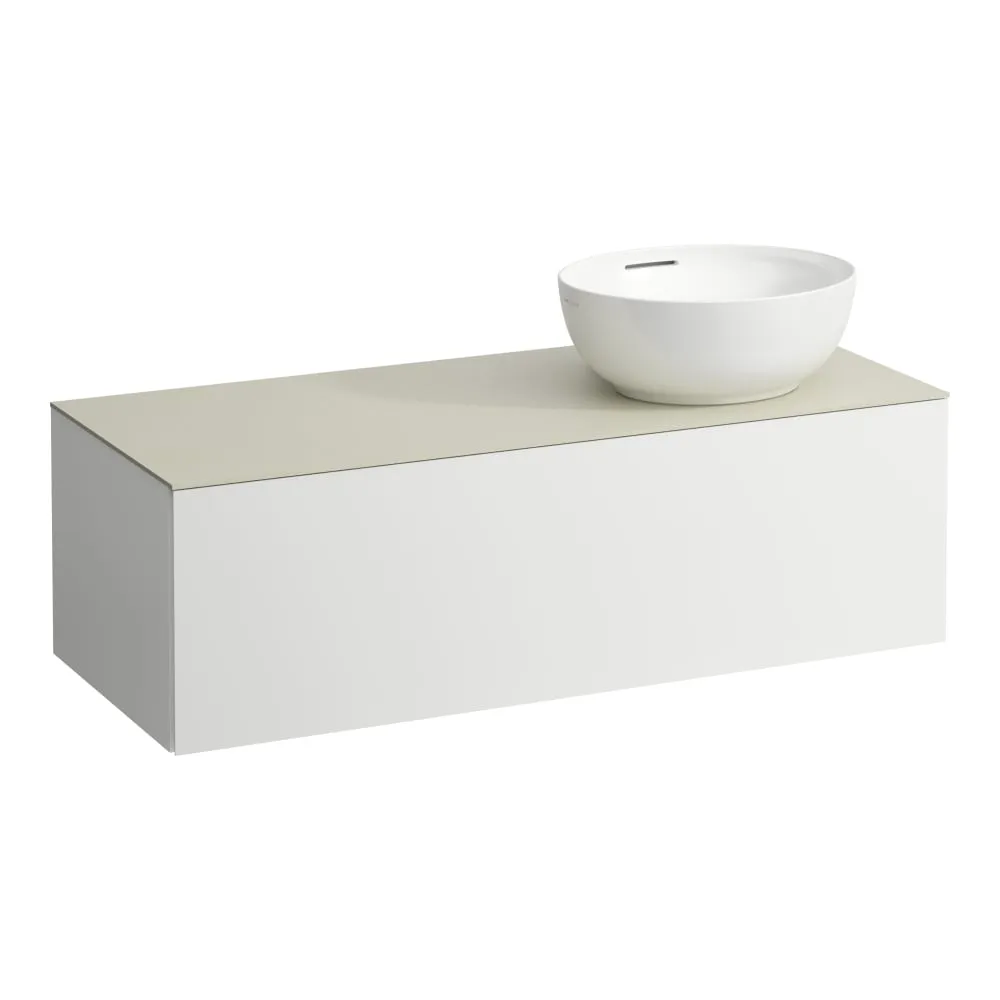LAUFEN ILBAGNOALESSI Schubladenelement 1200, 1 Schublade, Ausschnitt rechts, Calce Avorio Top inkl. gebohrtes Hahnloch, passend zu Waschtisch H818975/6 1200 x 500 x 370 mm #H4313170972601 - 260 - Weiß matt