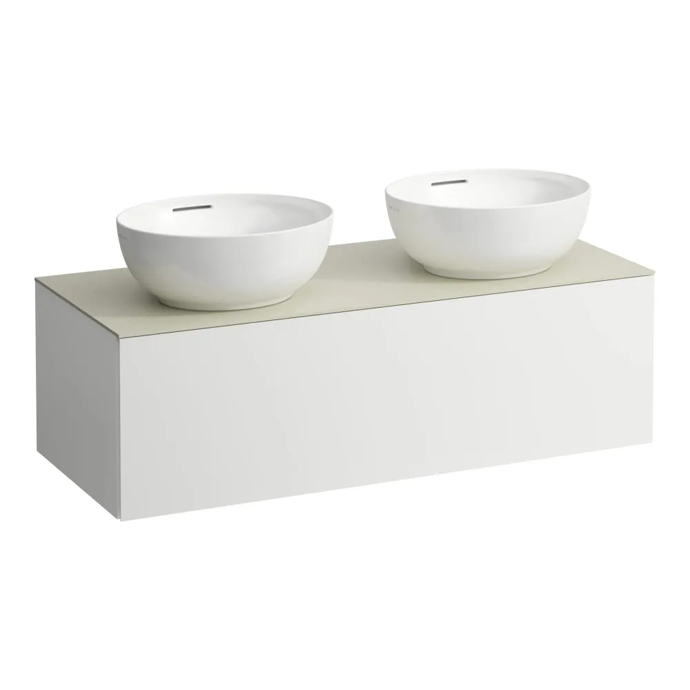 LAUFEN ILBAGNOALESSI Schubladenelement 1200, 1 Schublade, Ausschnitt links und rechts, Calce Avorio Top, passend zu H818975/6 1200 x 500 x 370 mm #H4313140972601 - 260 - Weiß matt