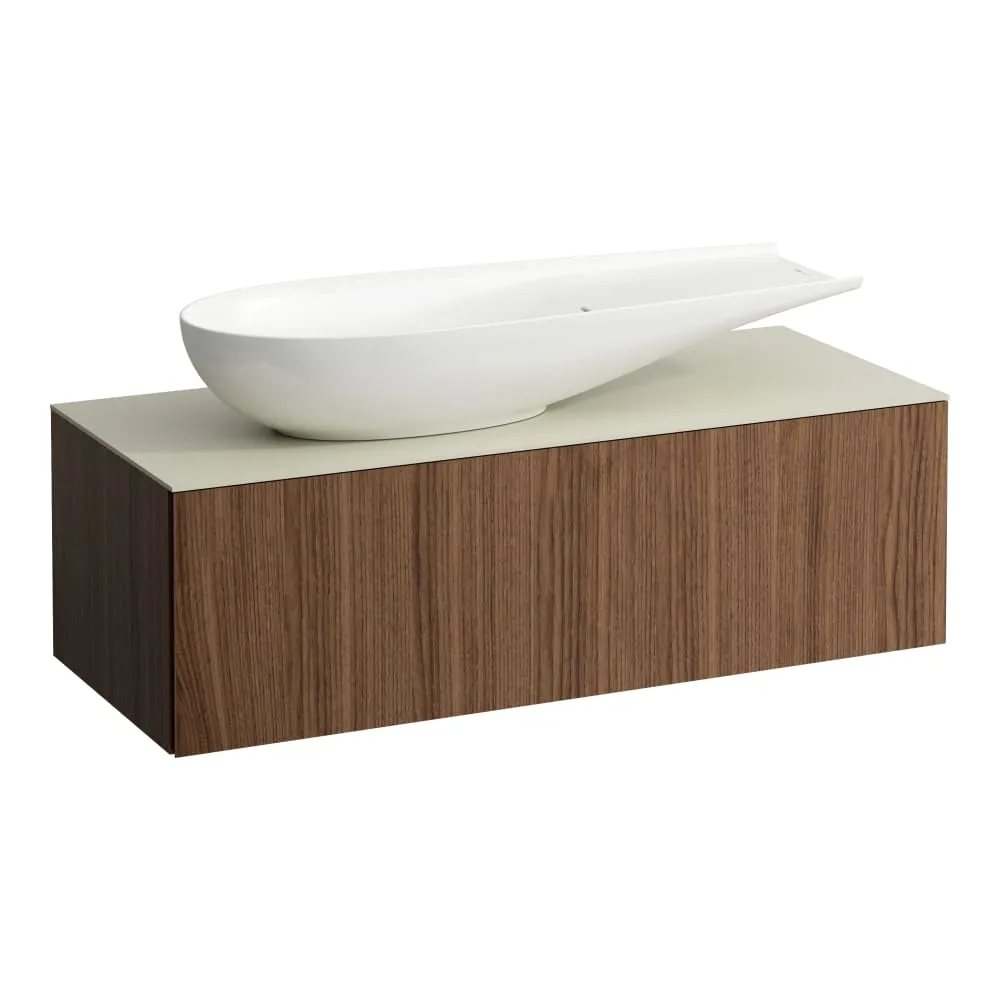 LAUFEN ILBAGNOALESSI Schubladenelement 1200, 1 Schublade, Ausschnitt links, Calce Avorio Top, passend zu Waschtisch H818974 1200 x 500 x 370 mm #H4313220976301 - 630 - Noce canaletto