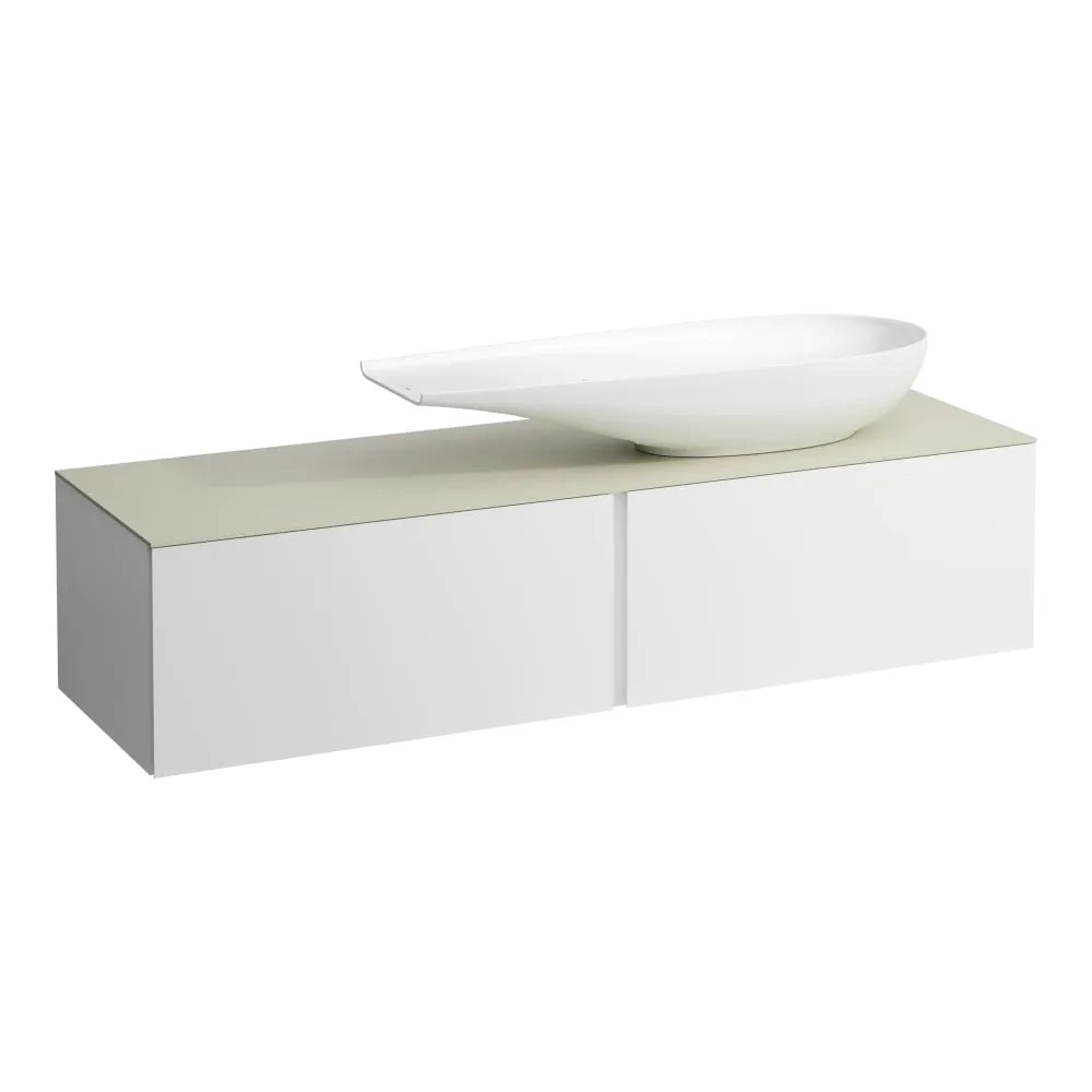 LAUFEN ILBAGNOALESSI Schubladenelement 1600, 2 Schubladen, Ausschnitt rechts, Calce Avorio Top, passend zu Waschtisch H818974 1600 x 500 x 370 mm #H4313430972601 - 260 - Weiß matt
