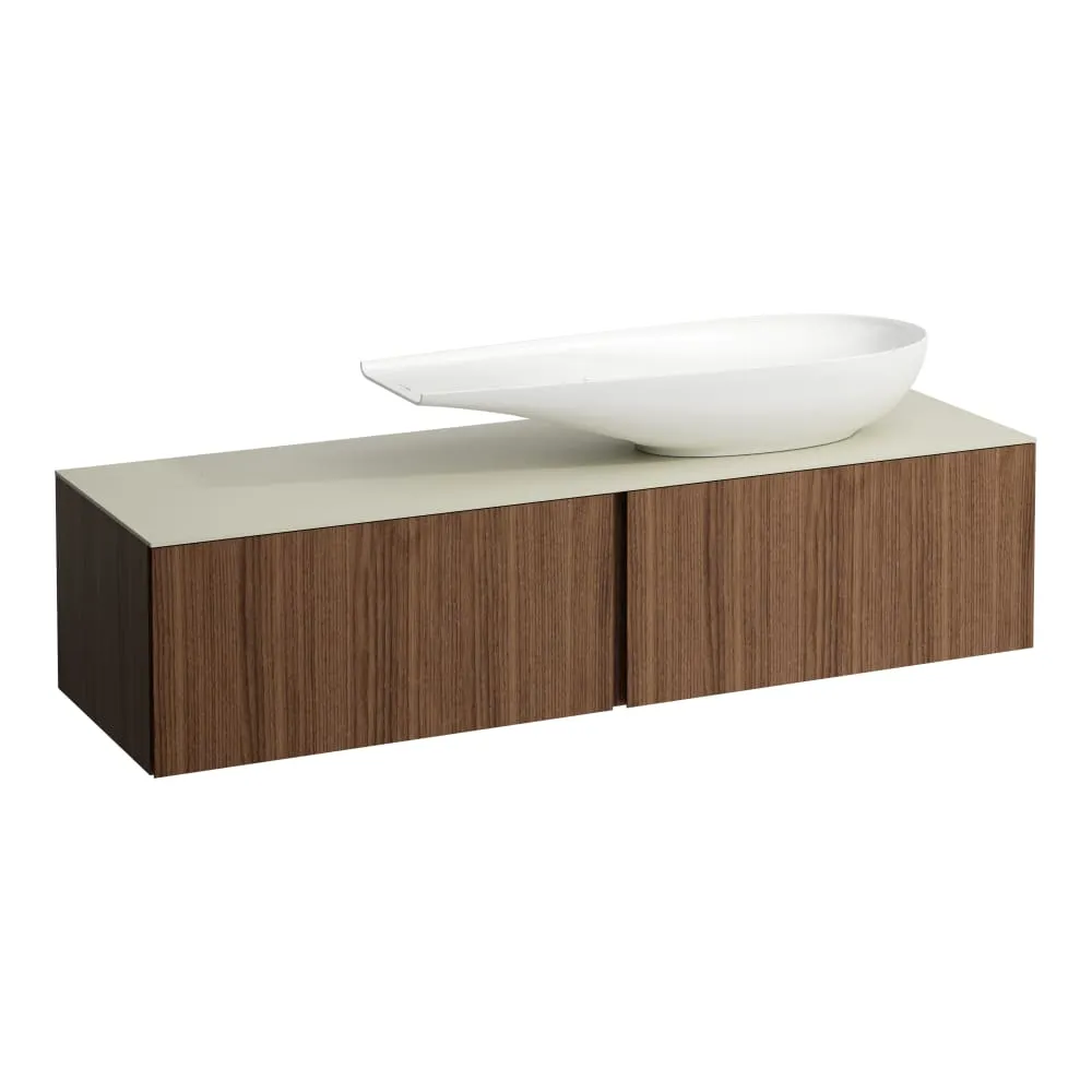 LAUFEN ILBAGNOALESSI Schubladenelement 1600, 2 Schubladen, Ausschnitt rechts, Calce Avorio Top inkl. gebohrtes Hahnloch, passend zu Waschtisch H818974 1600 x 500 x 370 mm #H4313450976301 - 630 - Noce canaletto