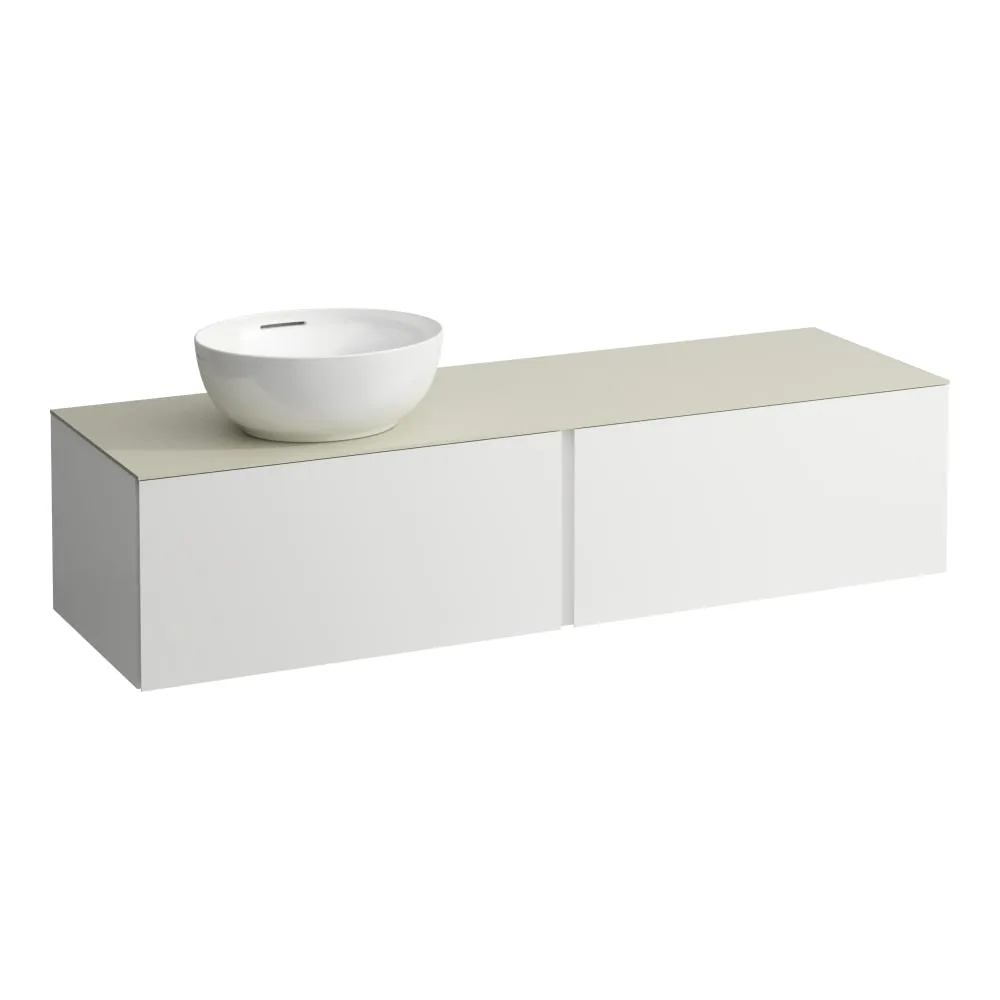 LAUFEN ILBAGNOALESSI Schubladenelement 1600, 2 Schubladen, Ausschnitt links, Calce Avorio Top, passend zu Waschtisch H818975/6, H818977/8 1600 x 500 x 370 mm #H4313520972601 - 260 - Weiß matt
