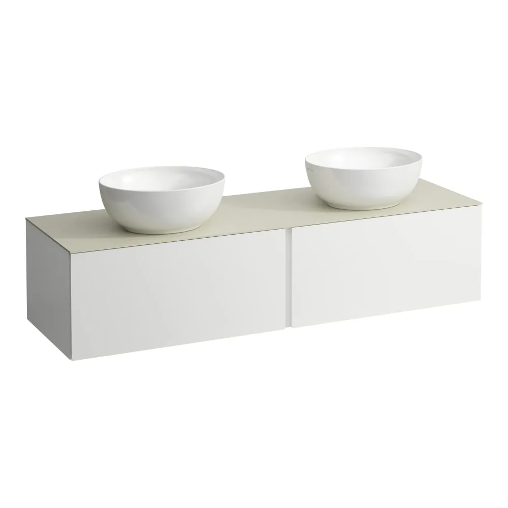 LAUFEN ILBAGNOALESSI Schubladenelement 1600, 2 Schubladen, Ausschnitt links und rechts, Calce Avorio Top, passend zu Waschtisch H818975/6, H818977/8 1600 x 500 x 370 mm #H4313540972601 - 260 - Weiß matt