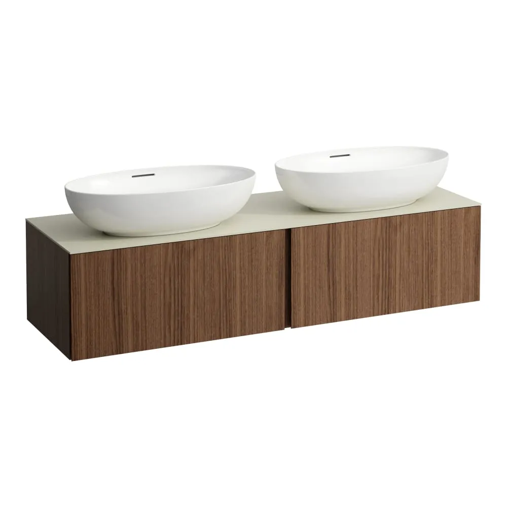 LAUFEN ILBAGNOALESSI Schubladenelement 1600, 2 Schubladen, Ausschnitt links und rechts, Calce Avorio Top, passend zu Waschtisch H818975/6, H818977/8 1600 x 500 x 370 mm #H4313540976301 - 630 - Noce canaletto