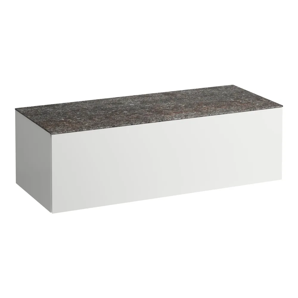 LAUFEN ILBAGNOALESSI Schubladenelement 1200, 1 Schublade, ohne Ausschnitt, Marrone Naturale Top 1200 x 500 x 370 mm #H4323000972601 - 260 - Weiß matt