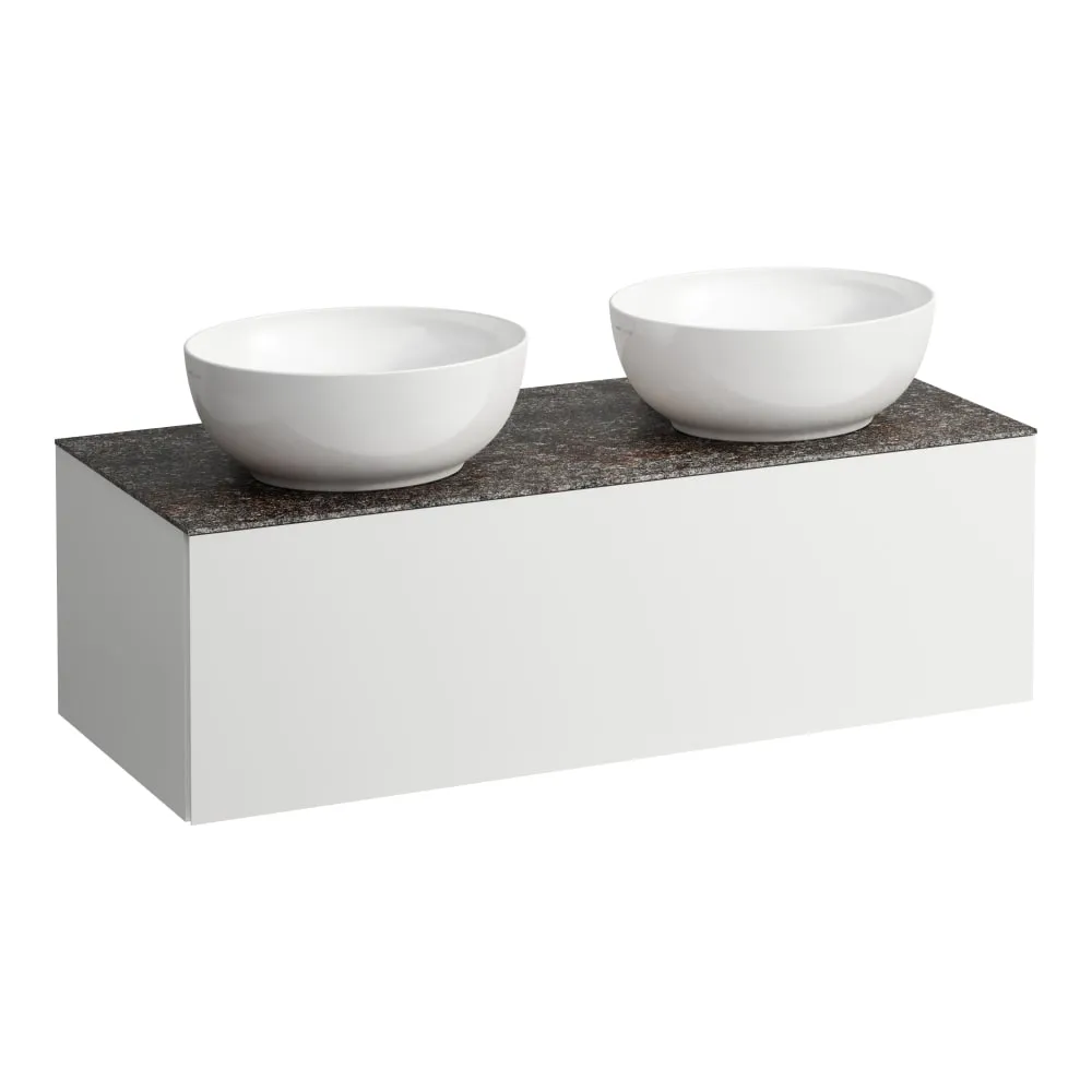 LAUFEN ILBAGNOALESSI Schubladenelement 1200, 1 Schublade, Ausschnitt links und rechts, Marrone Naturale Top, passend zu Waschtisch H818975/6 1200 x 500 x 370 mm #H4323140972601 - 260 - Weiß matt