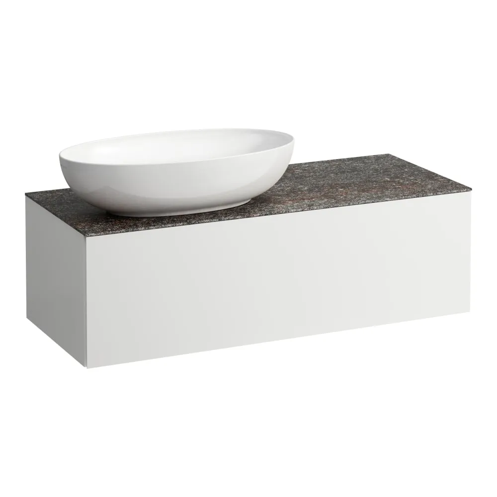 LAUFEN ILBAGNOALESSI Schubladenelement 1200, 1 Schublade, Ausschnitt links, Marrone Naturale Top, passend zu Waschtisch H818975/6, H818977/8 1200 x 500 x 370 mm #H4323120972601 - 260 - Weiß matt