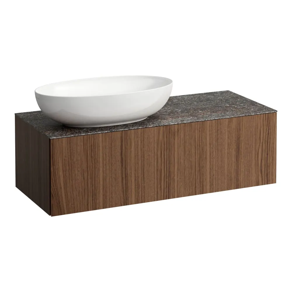 LAUFEN ILBAGNOALESSI Schubladenelement 1200, 1 Schublade, Ausschnitt links, Marrone Naturale Top inkl. gebohrtes Hahnloch, passend zu Waschtisch H818977/8 1200 x 500 x 370 mm #H4323100976301 - 630 - Noce canaletto