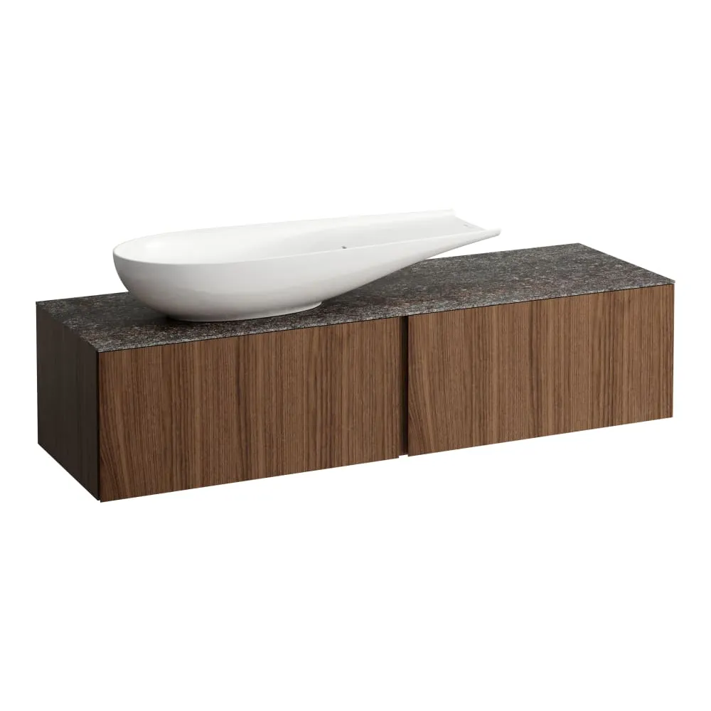 LAUFEN ILBAGNOALESSI Schubladenelement 1600, 2 Schubladen, Ausschnitt links, Marrone Naturale Top inkl. gebohrtes Hahnloch, passend zu Waschtisch H818974 1600 x 500 x 370 mm #H4323440976301 - 630 - Noce canaletto
