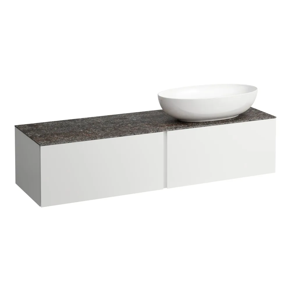 LAUFEN ILBAGNOALESSI Schubladenelement 1600, 2 Schubladen, Ausschnitt rechts, Marrone Naturale Top, passend zu Waschtisch H818975/6, H818977/8 1600 x 500 x 370 mm #H4323530972601 - 260 - Weiß matt