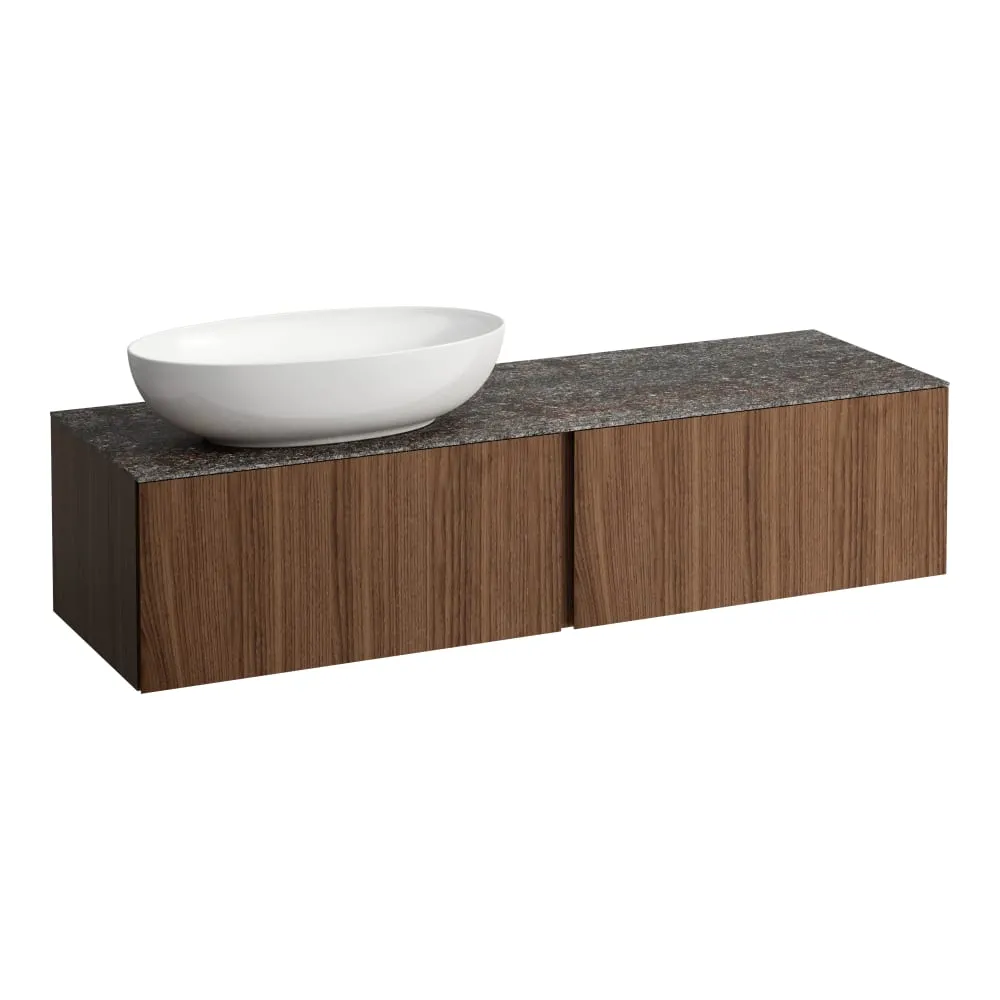 LAUFEN ILBAGNOALESSI Schubladenelement 1600, 2 Schubladen, Ausschnitt links, Marrone Naturale Top, passend zu Waschtisch H818975/6, H818977/8 1600 x 500 x 370 mm #H4323520976301 - 630 - Noce canaletto