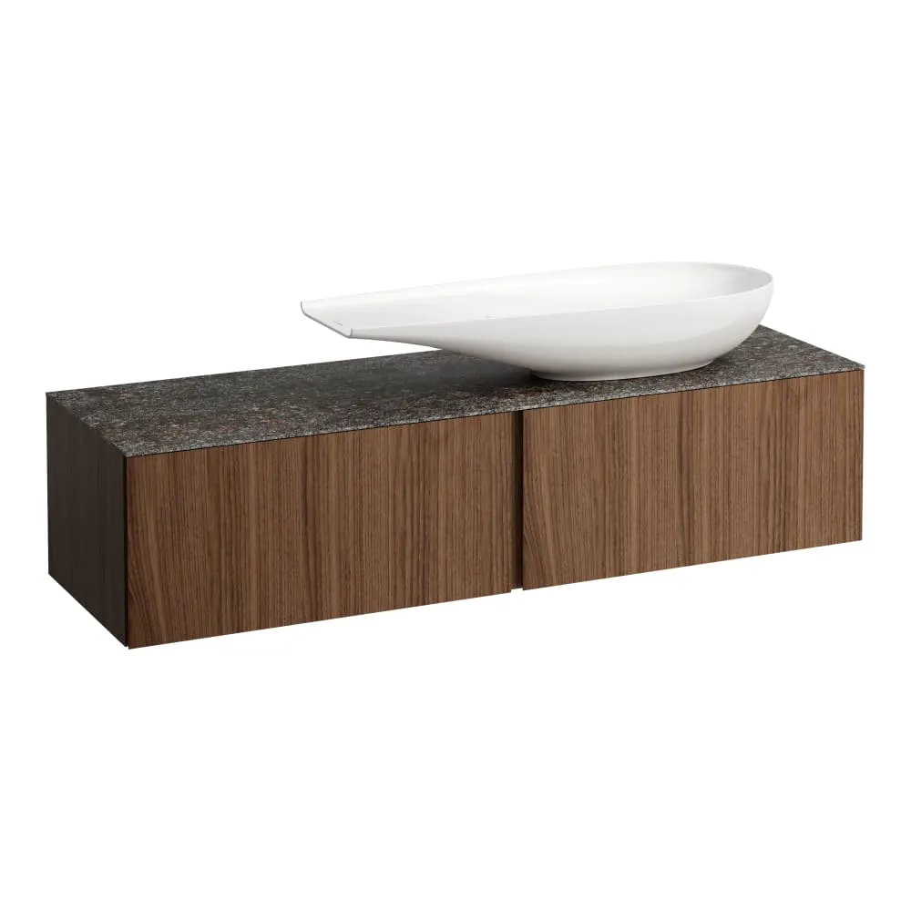 LAUFEN ILBAGNOALESSI Schubladenelement 1600, 2 Schubladen, Ausschnitt rechts, Marrone Naturale Top inkl. gebohrtes Hahnloch, passend zu Waschtisch H818974 1600 x 500 x 370 mm #H4323450976301 - 630 - Noce canaletto